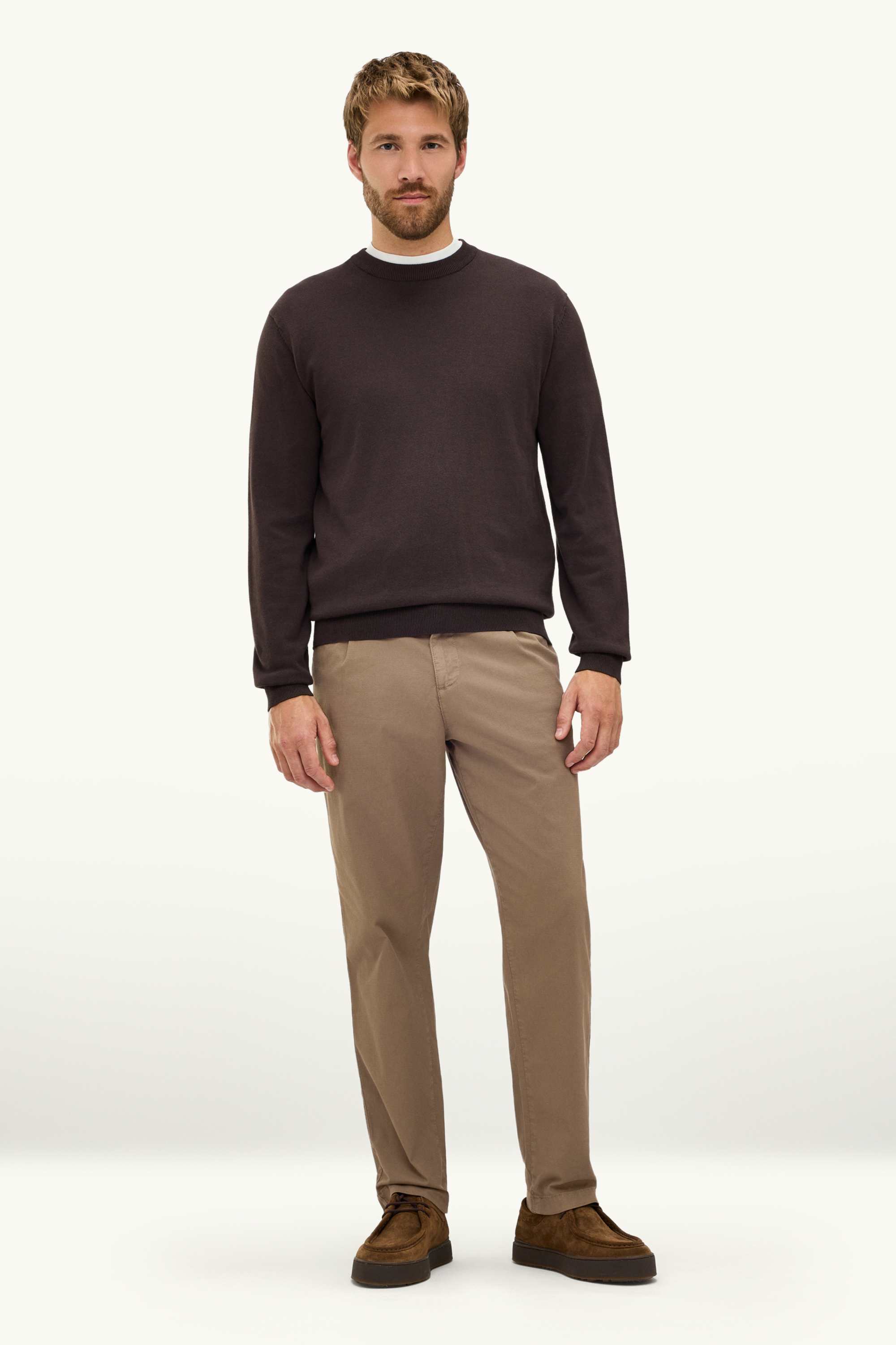 Chinos - tapered fit - textured light brown