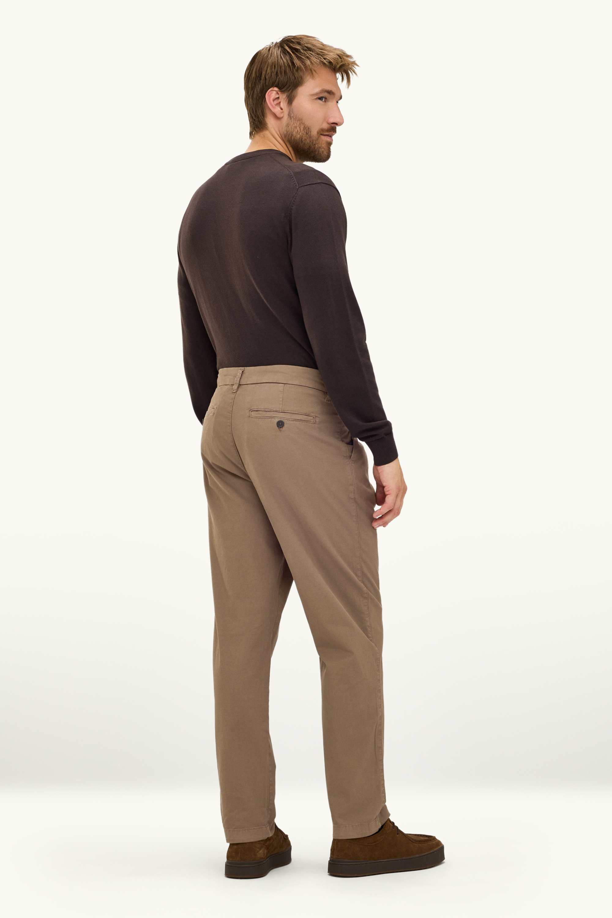 Chinos - tapered fit - textured light brown
