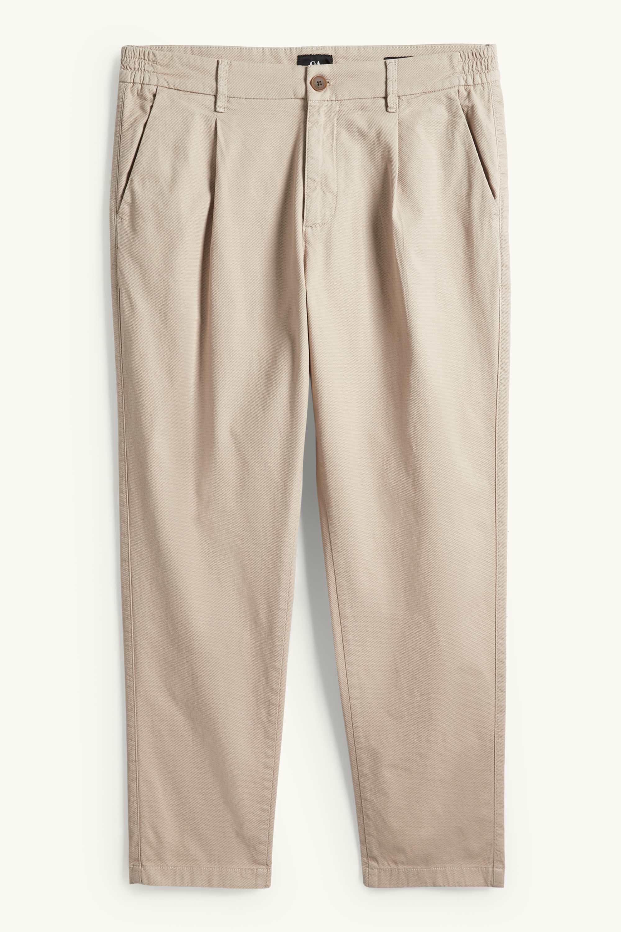 Chinos - tapered fit - textured light beige
