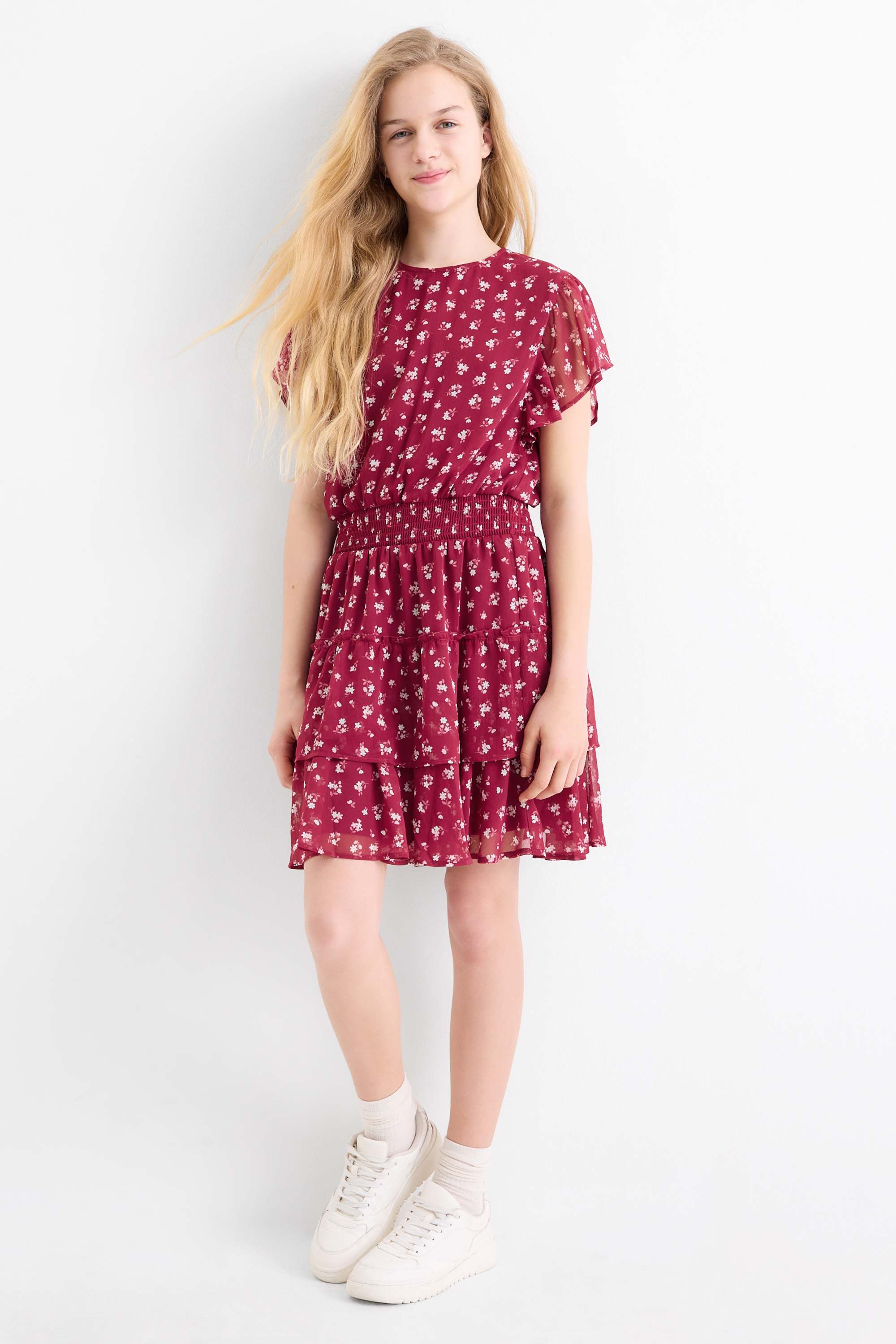 Dress - floral bordeaux