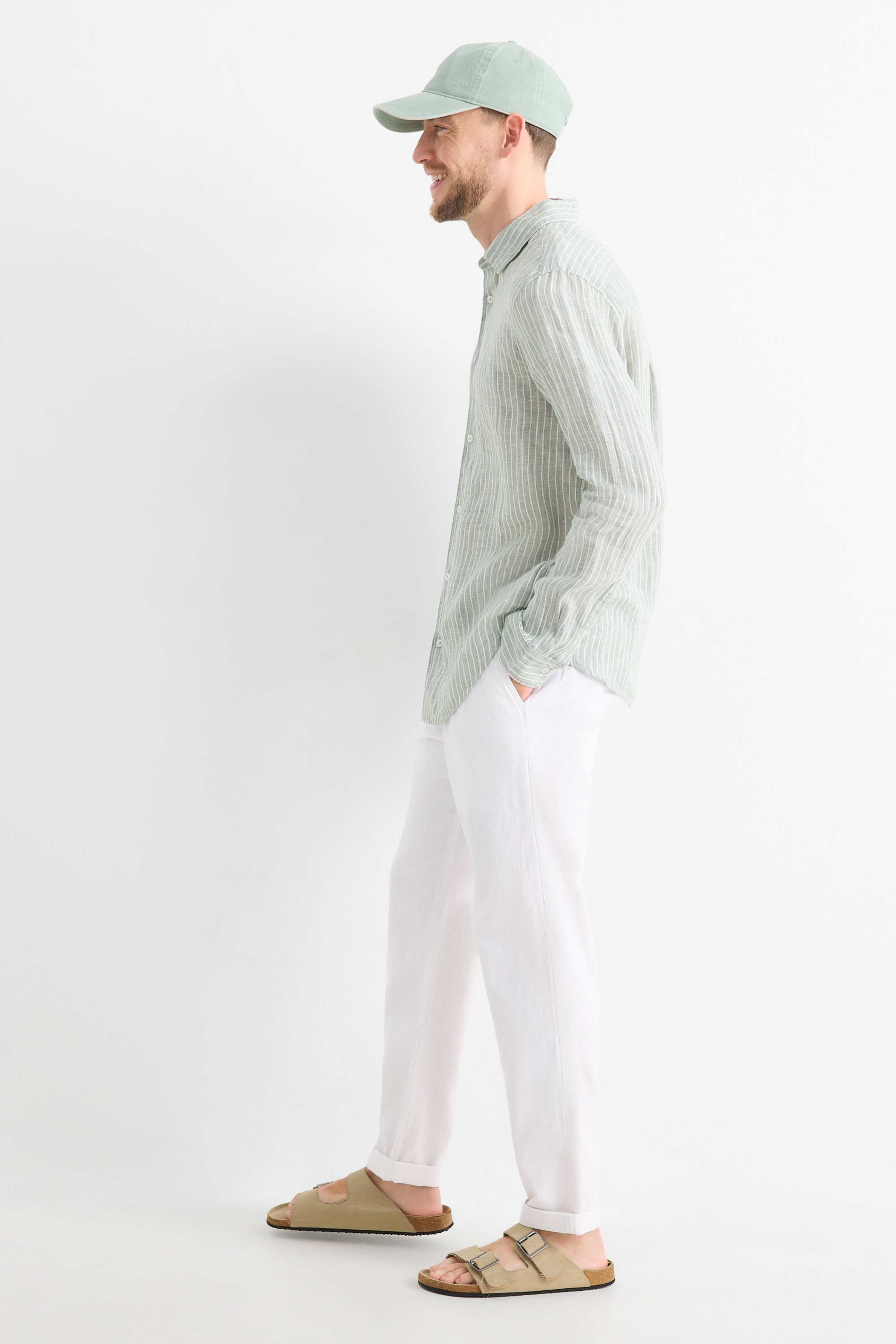 Chinos - tapered fit - linen blend white