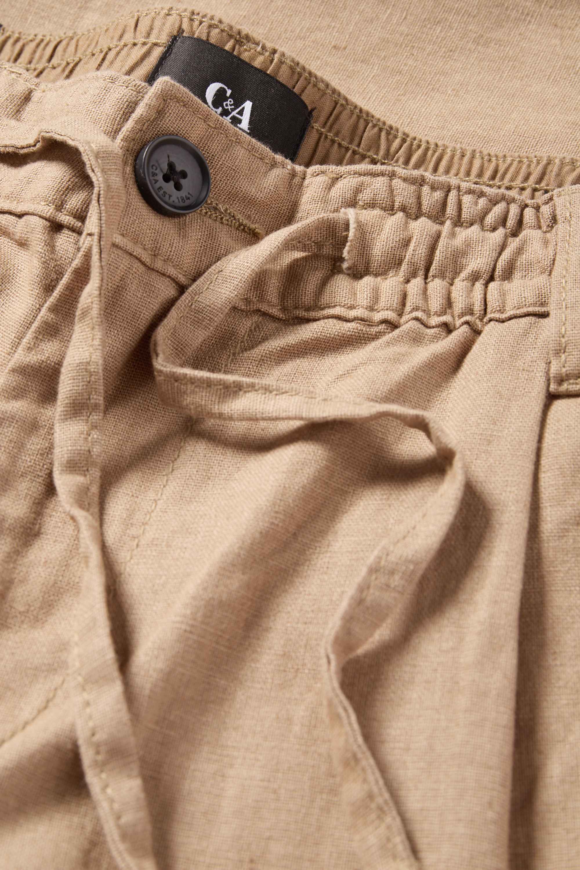 Chinos - tapered fit - linen blend beige