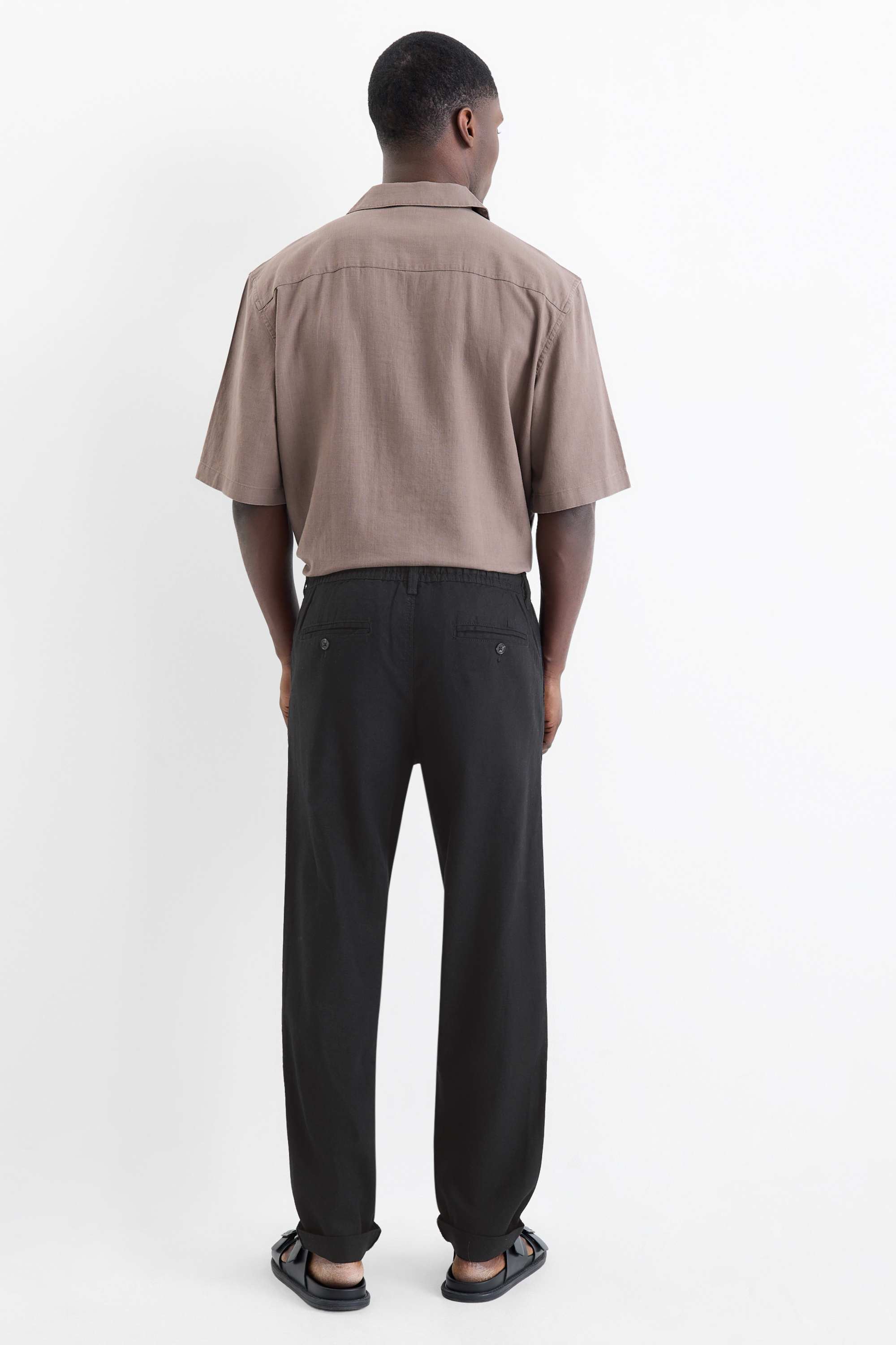 Chinos - tapered fit - linen blend black