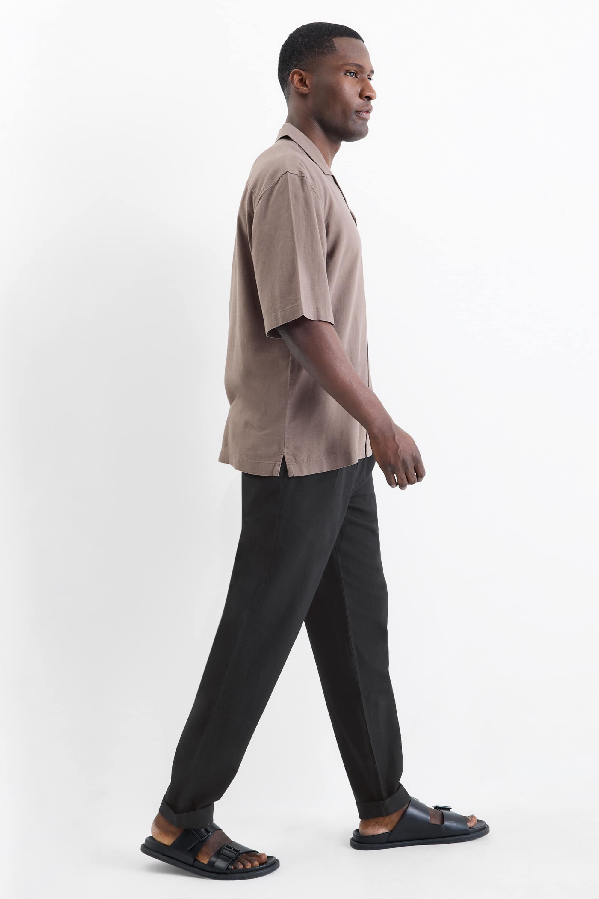 Chinos - tapered fit - linen blend black