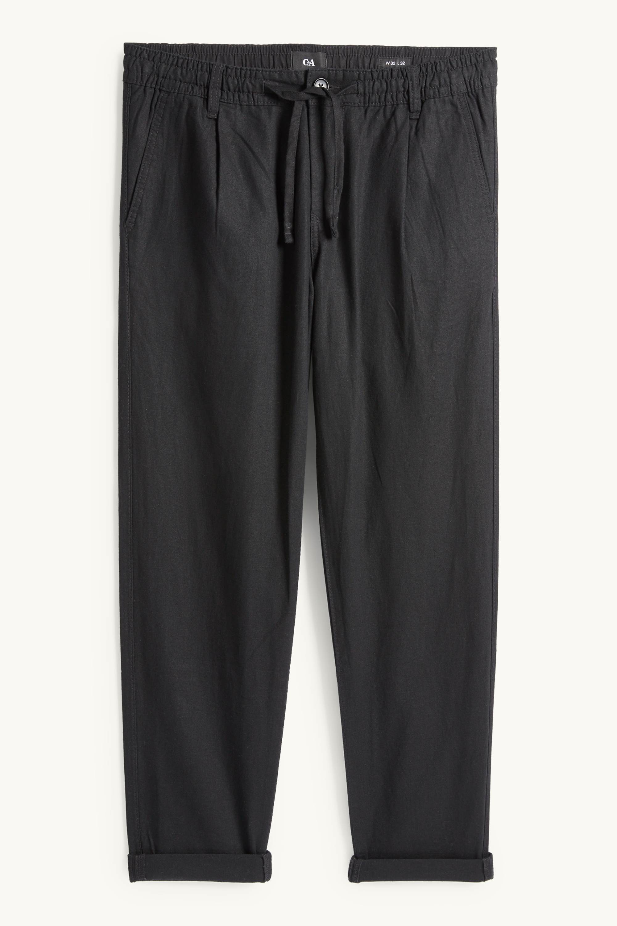 Chinos - tapered fit - linen blend black