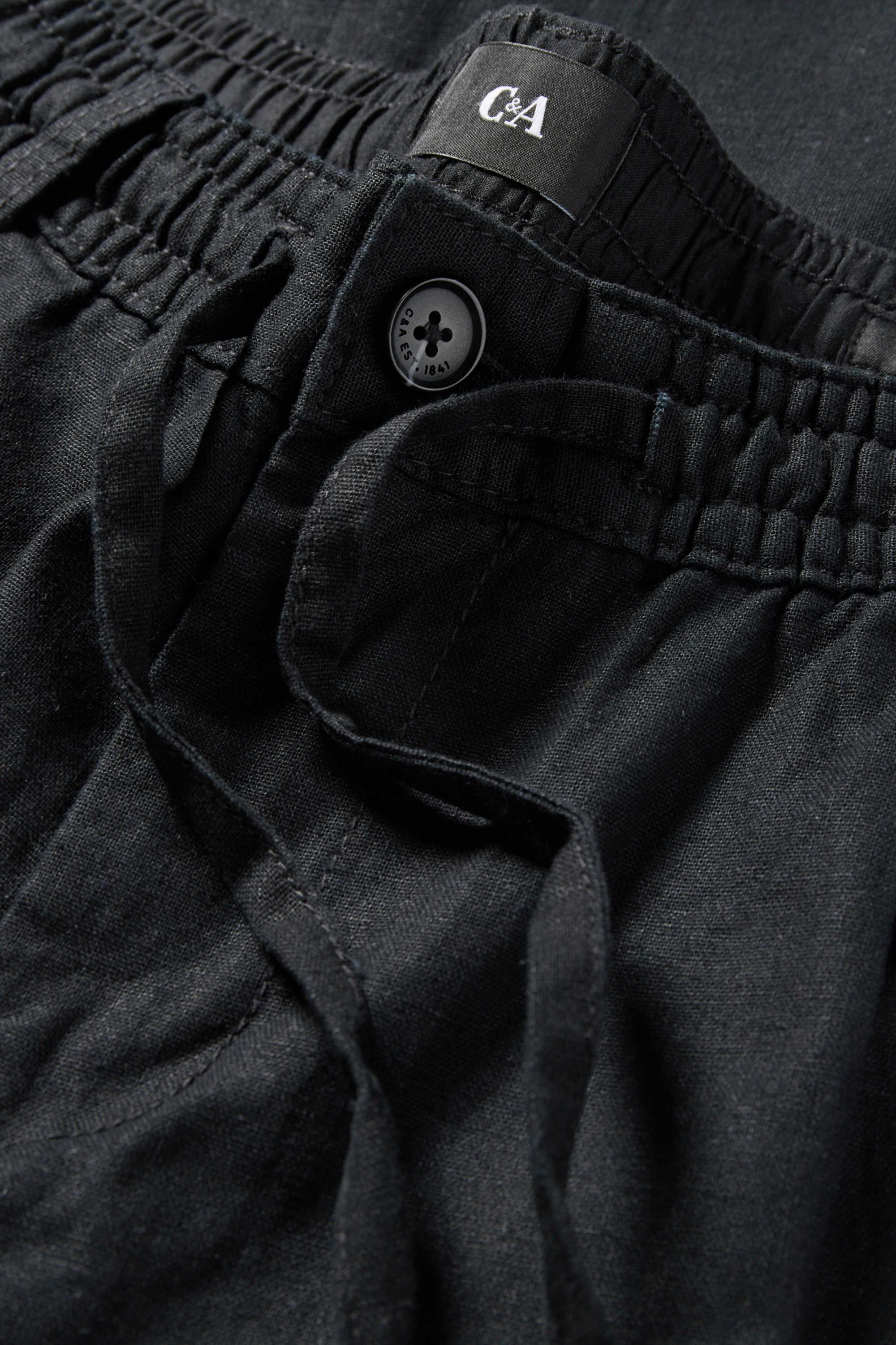 Chinos - tapered fit - linen blend black