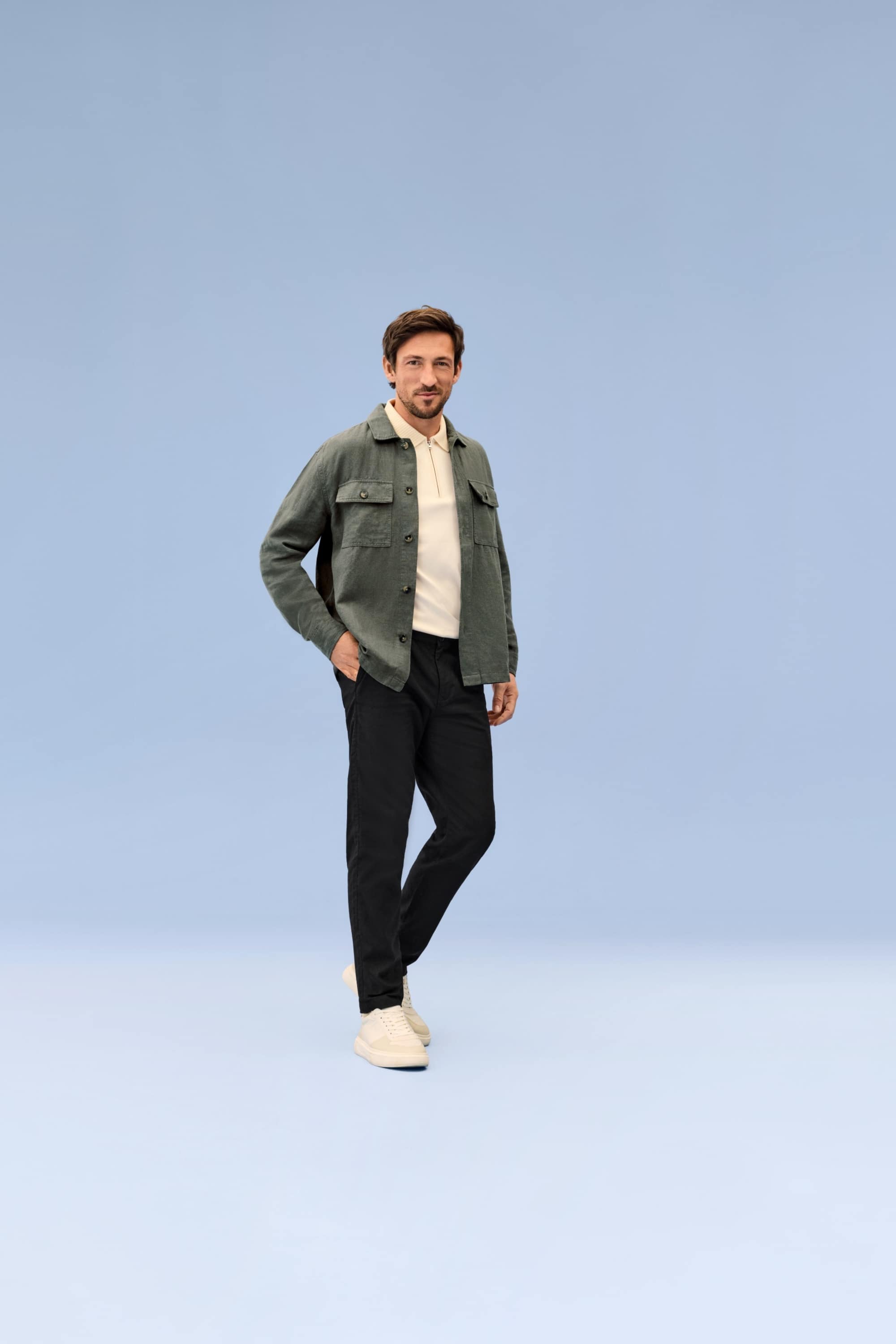 Chinos - tapered fit - linen blend black