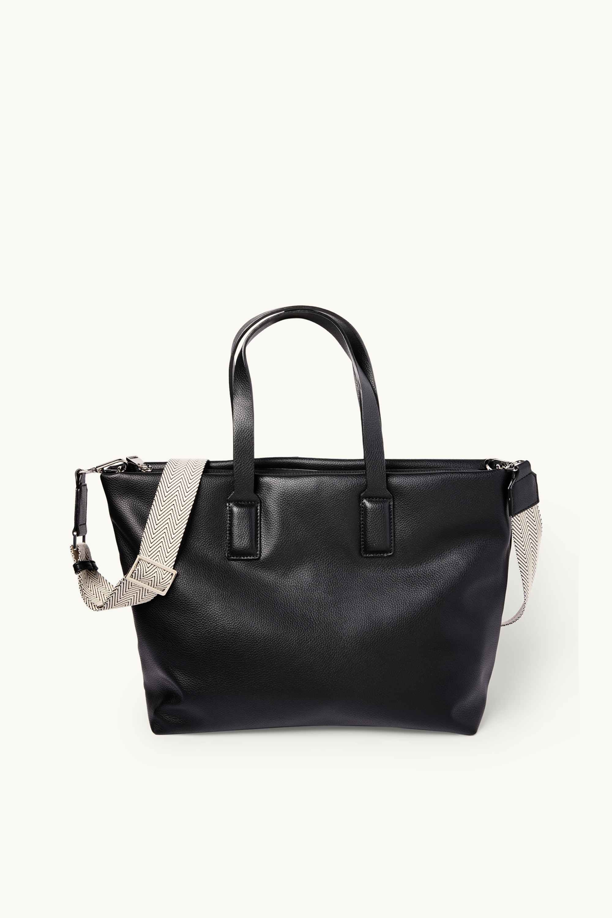 Large shopper with detachable bag strap - faux leather black