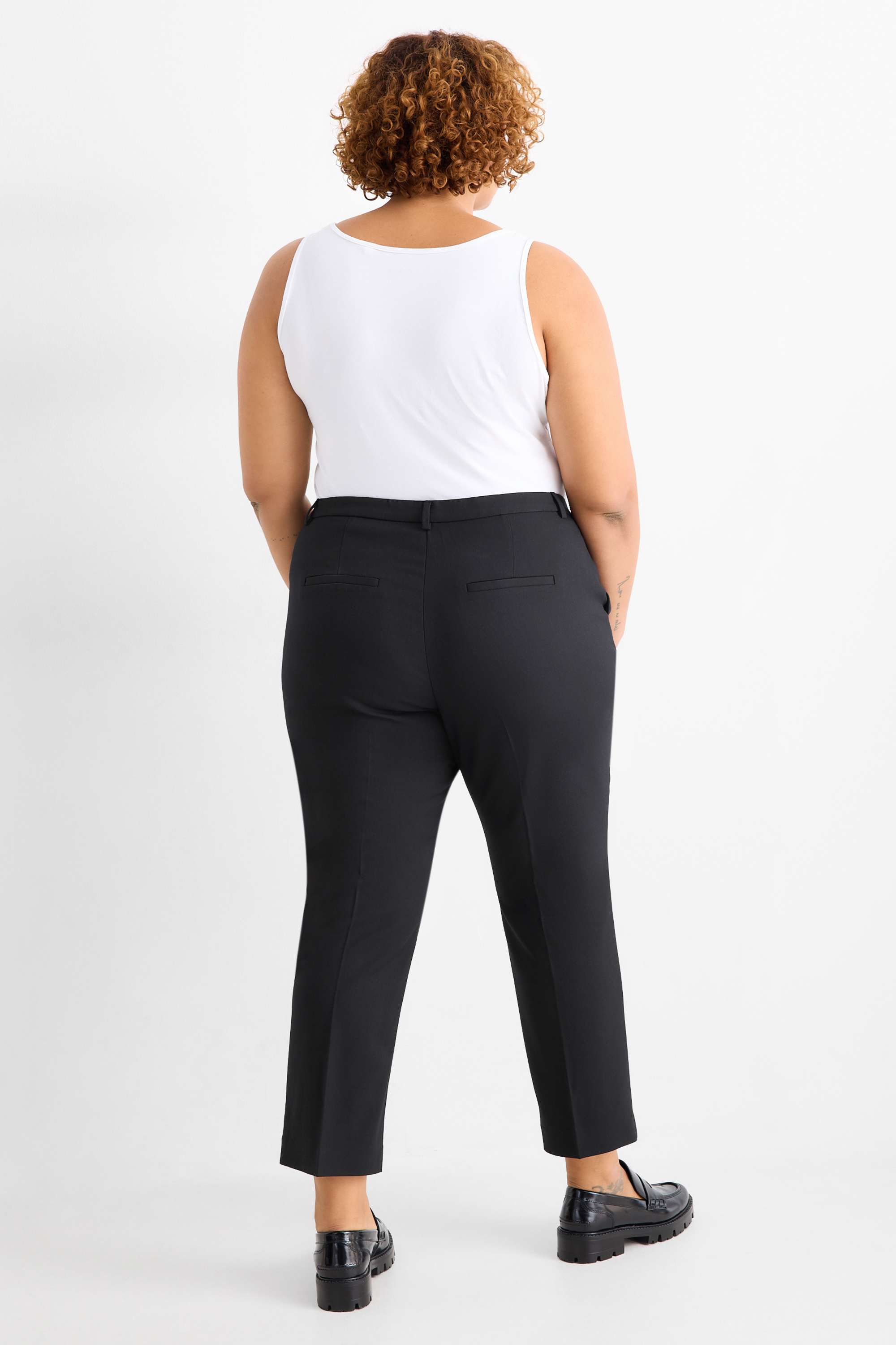 Cloth trousers - mid-rise waist - tapered fit black