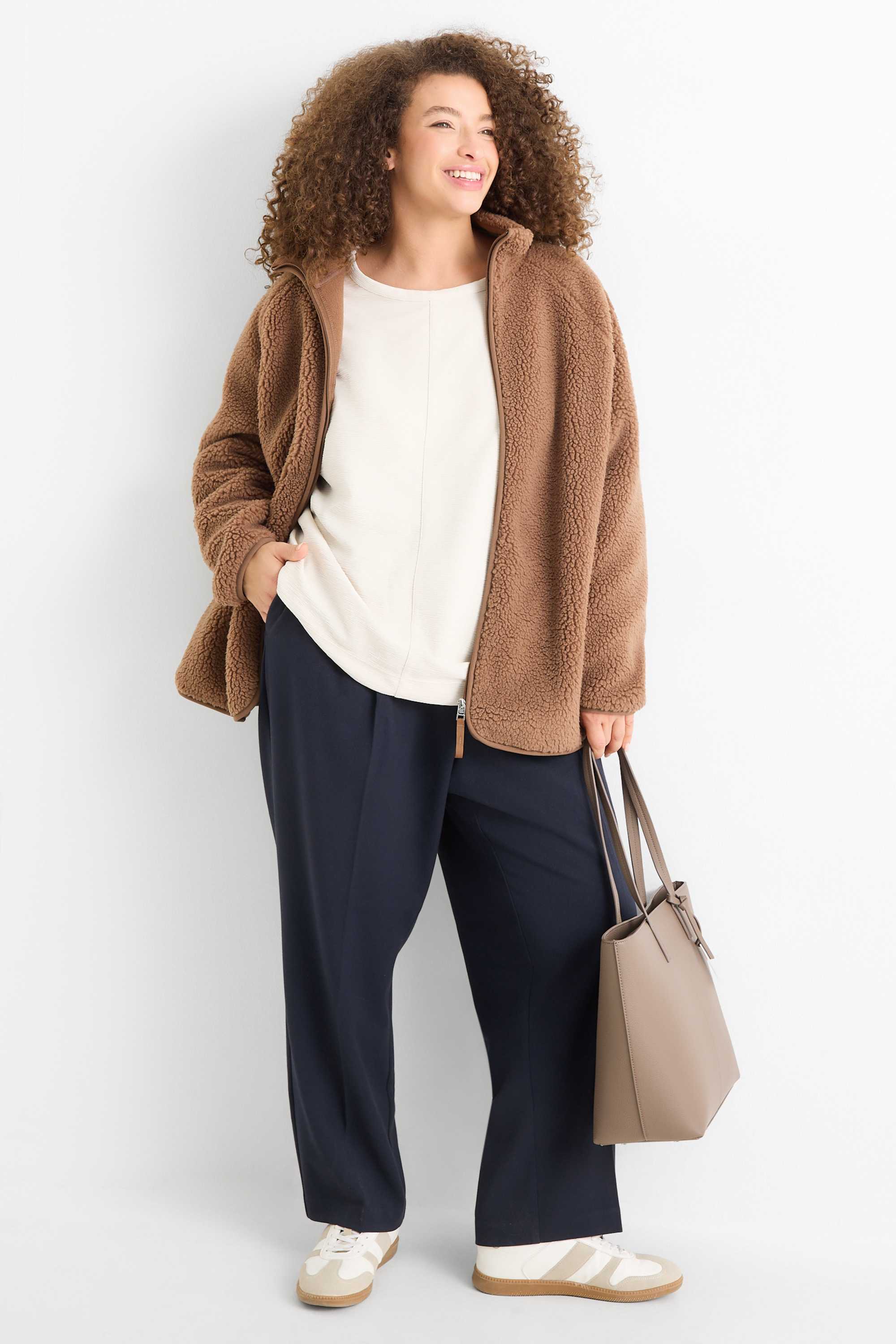 Cloth trousers - high waist - tapered fit dark blue