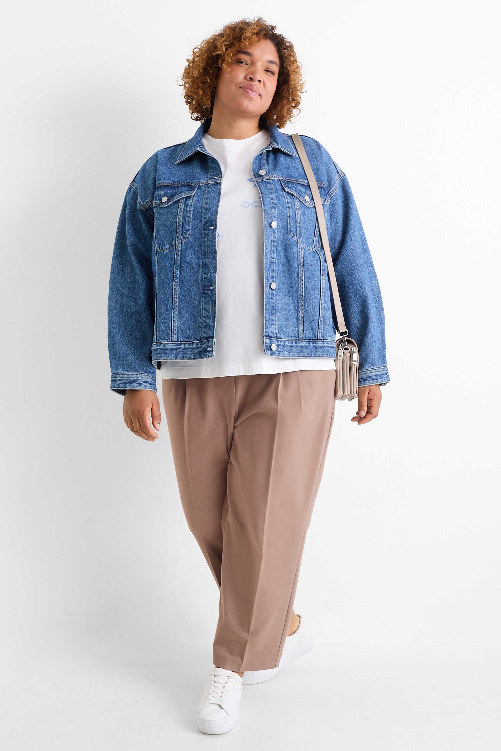 Cloth trousers - high waist - tapered fit brown
