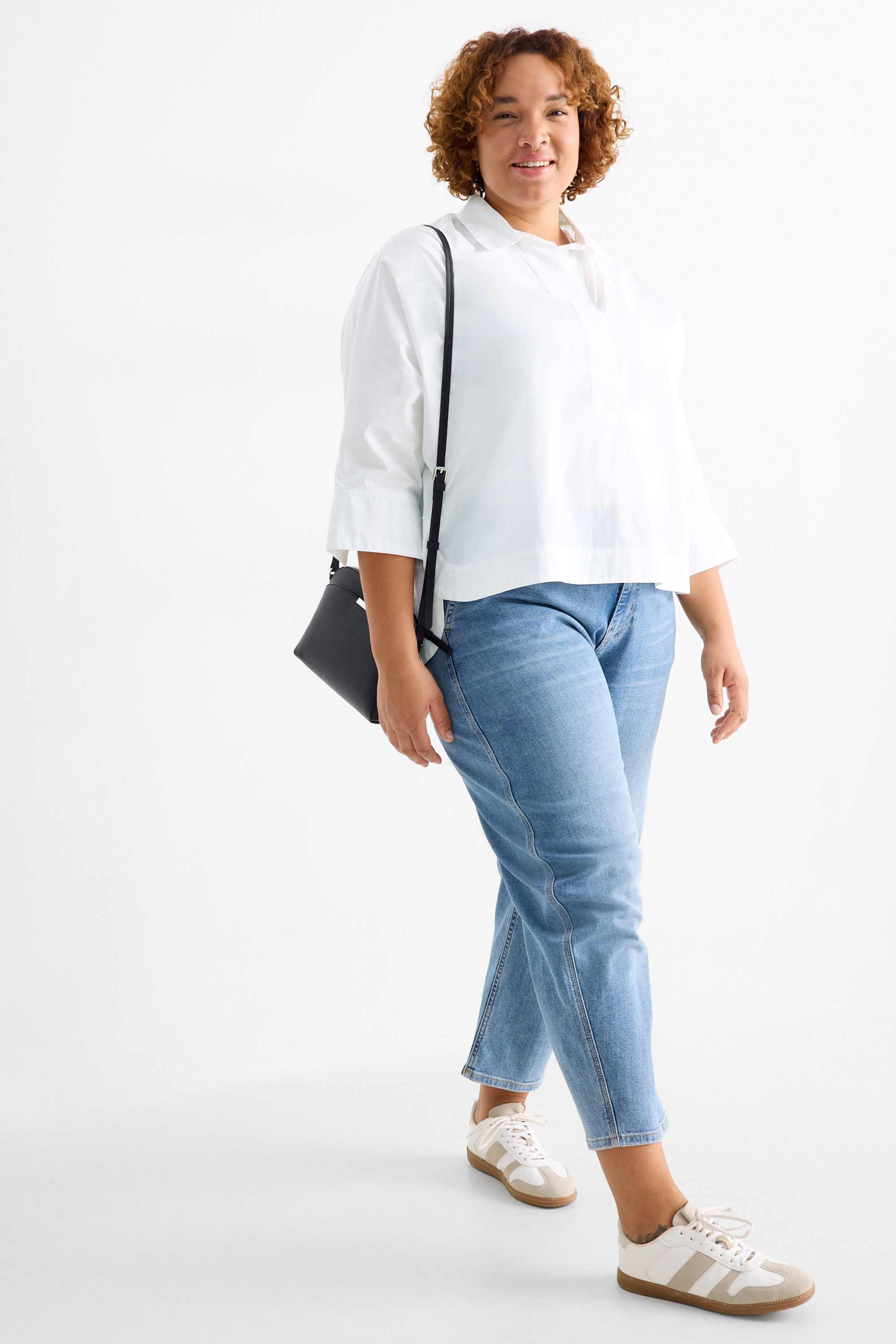 V-neck blouse white