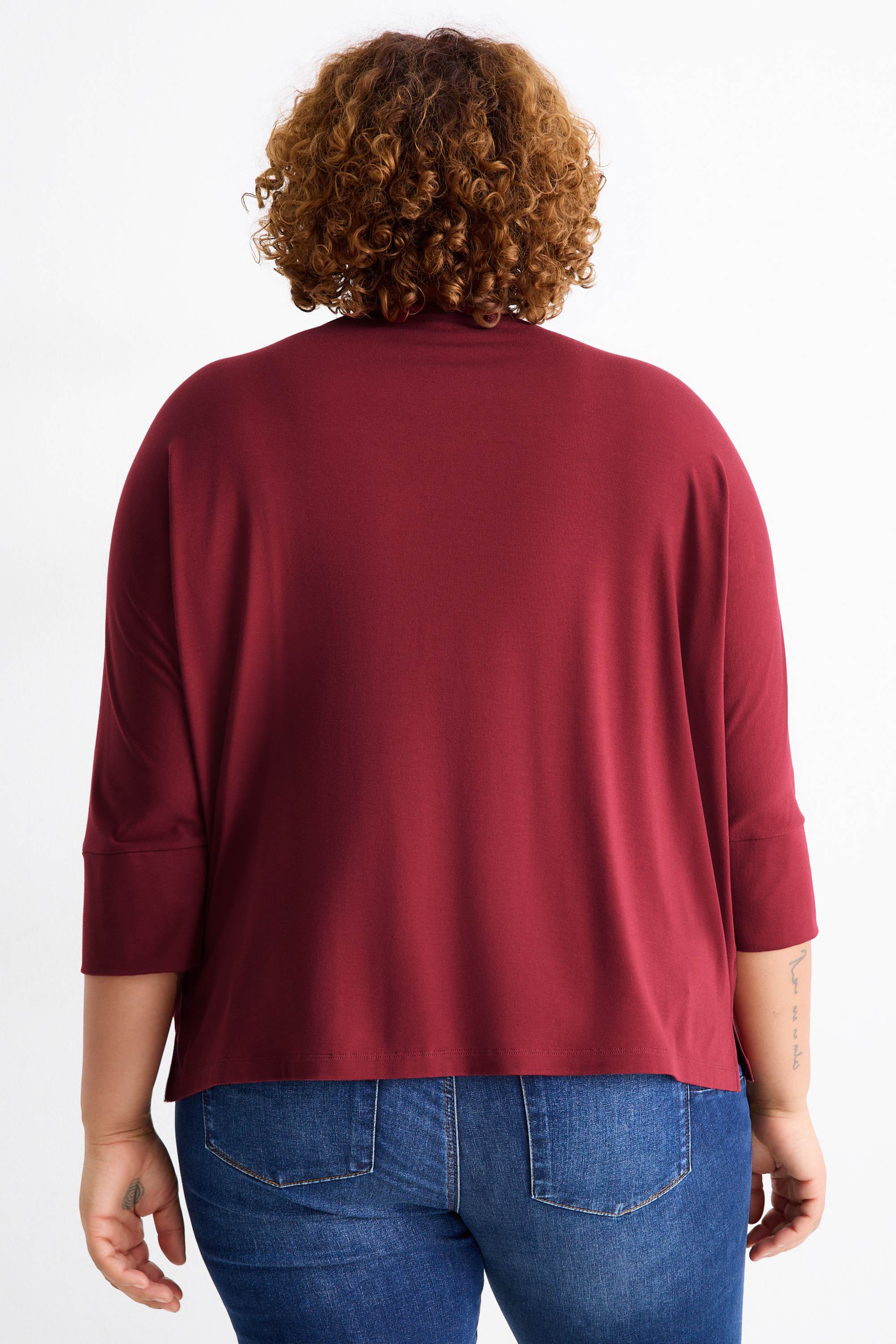 Long sleeve top - regular fit dark red