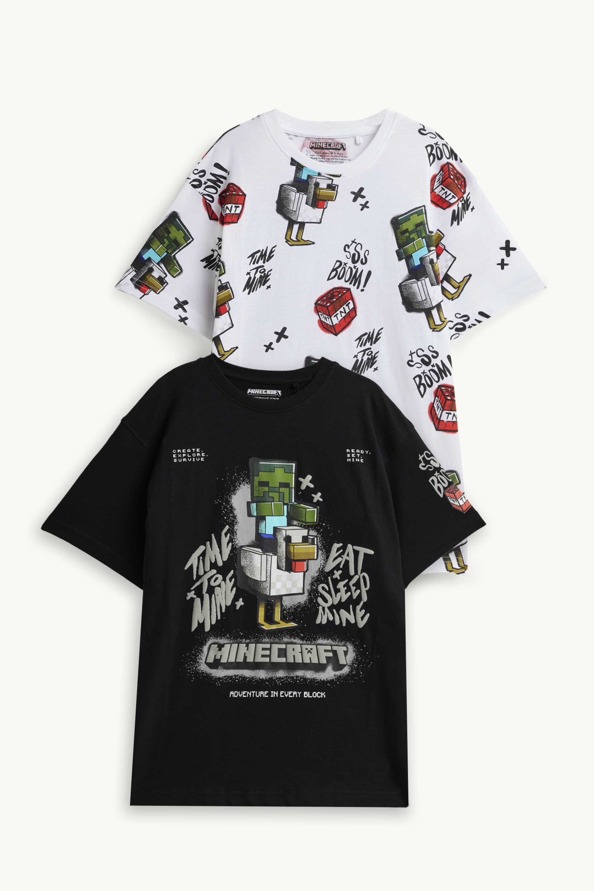 Multipack of 2 - Minecraft - short sleeve T-shirt white