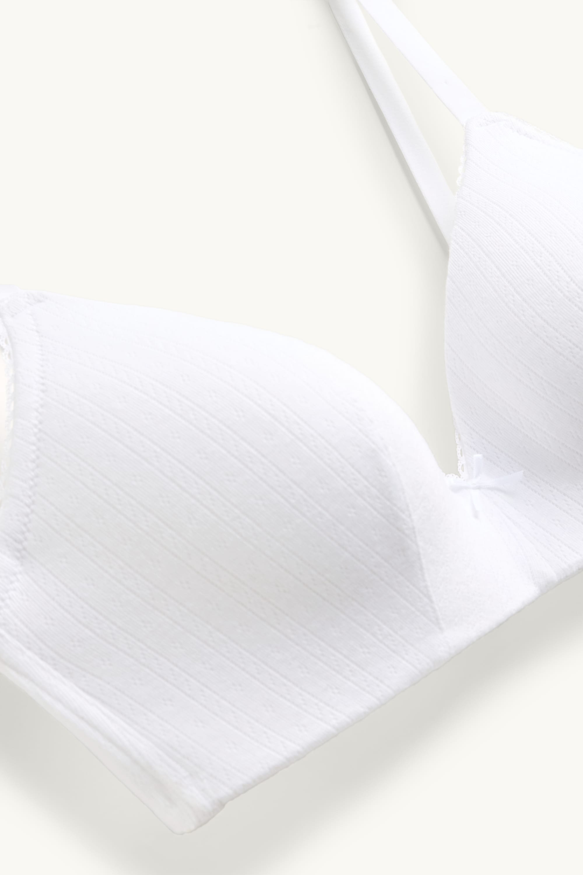 Non-wired pointelle bra - padded white