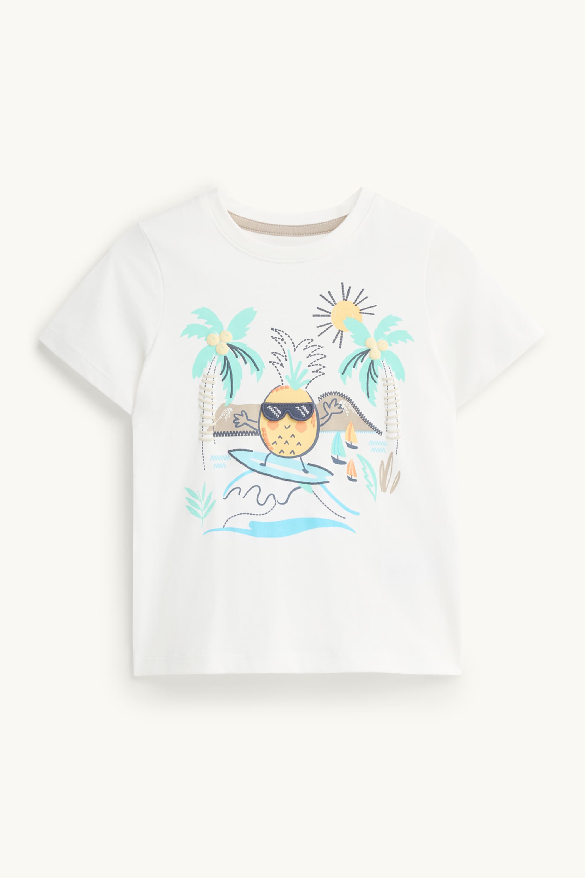 Pineapple and palm - set - short sleeve T-shirt and shorts - 2 piece white