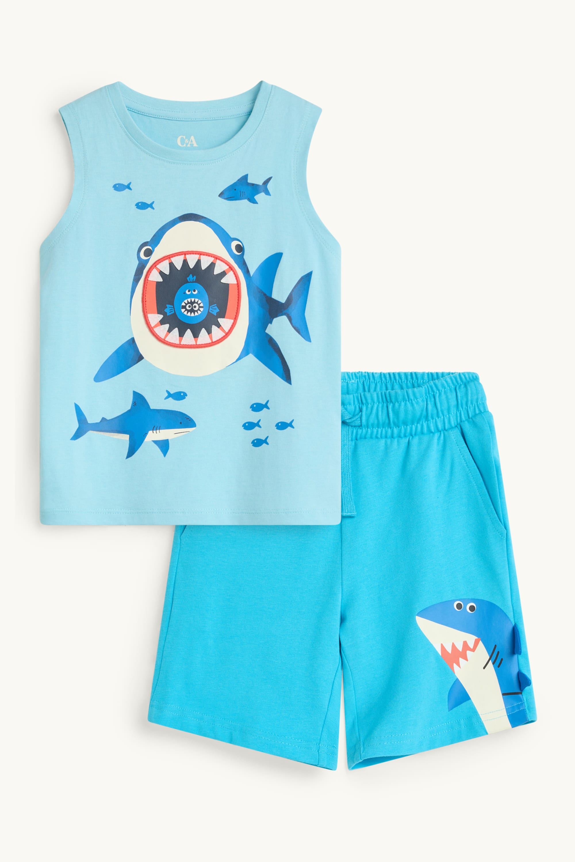 Shark - set - top and sweat shorts - 2 piece blue