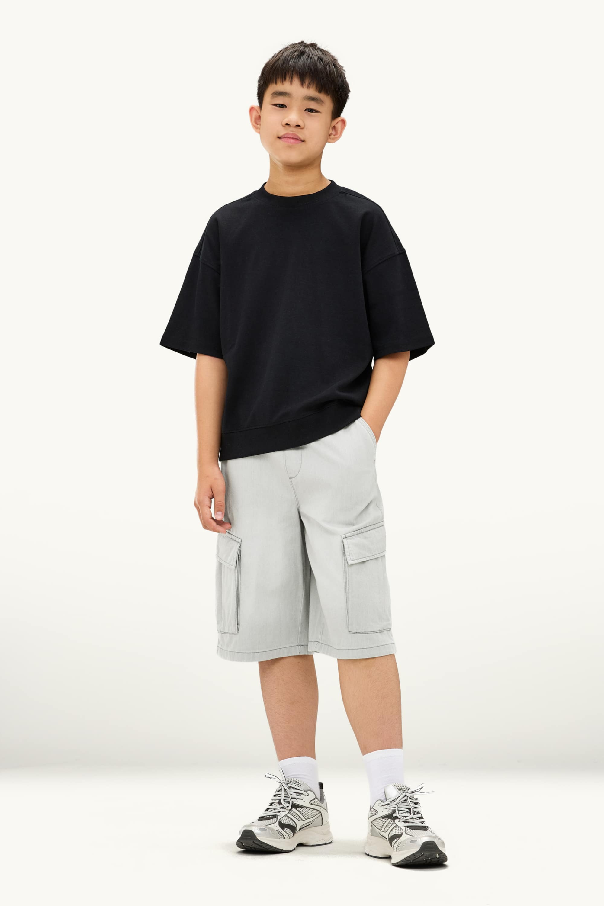 Denim Bermuda shorts light gray