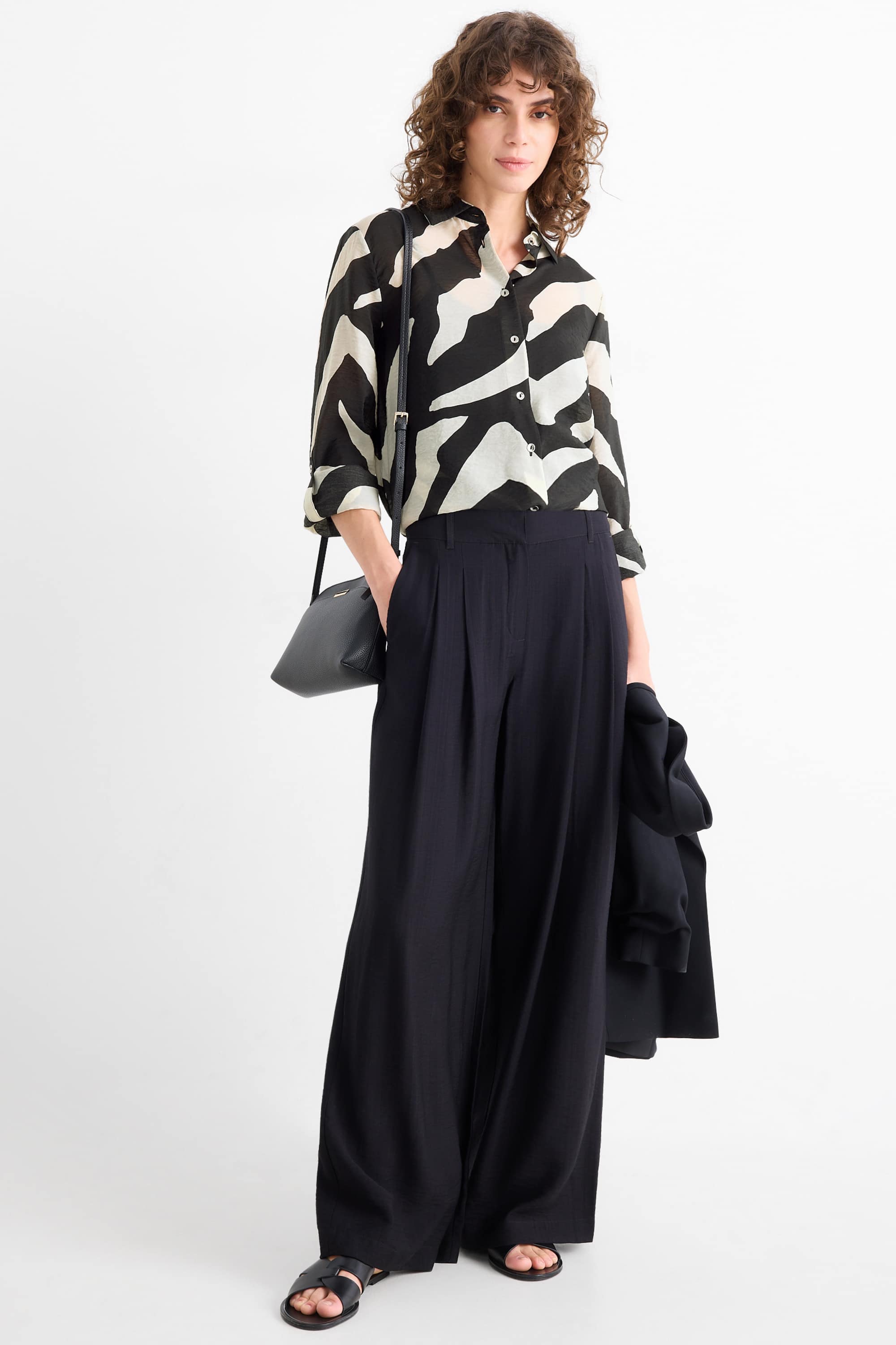 Shirt blouse - patterned white / black