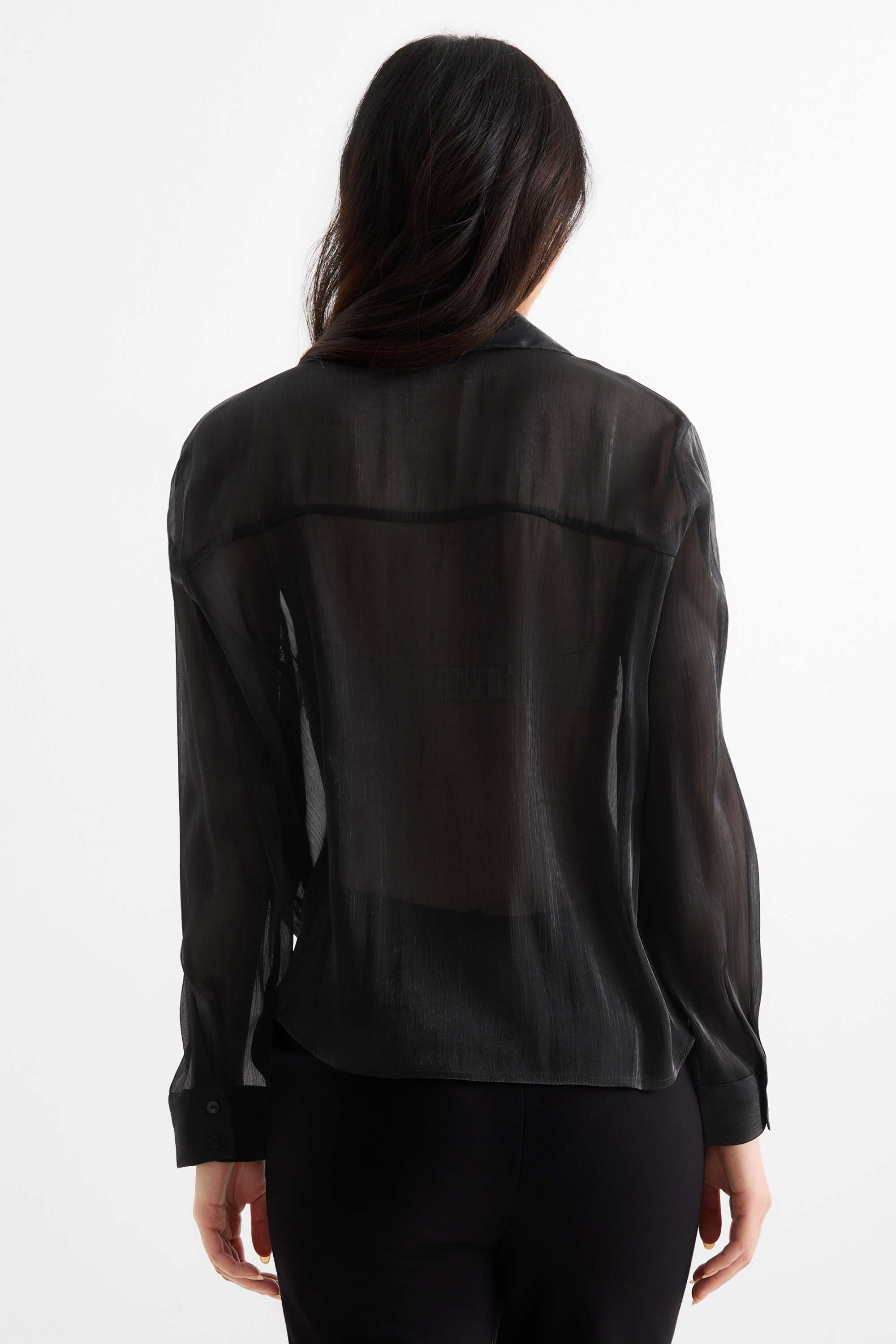 Blouse with knot detail - shiny black