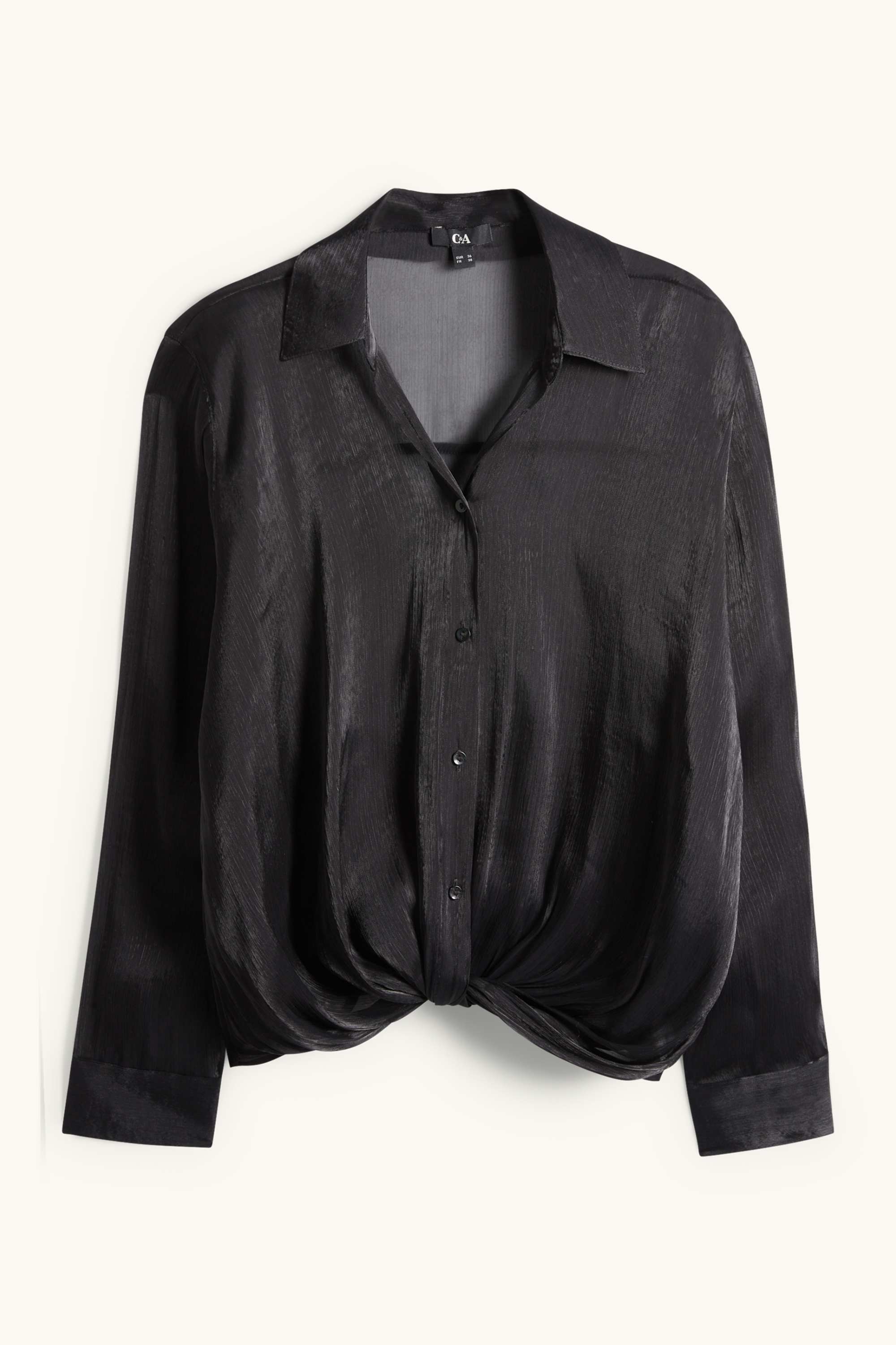 Blouse with knot detail - shiny black