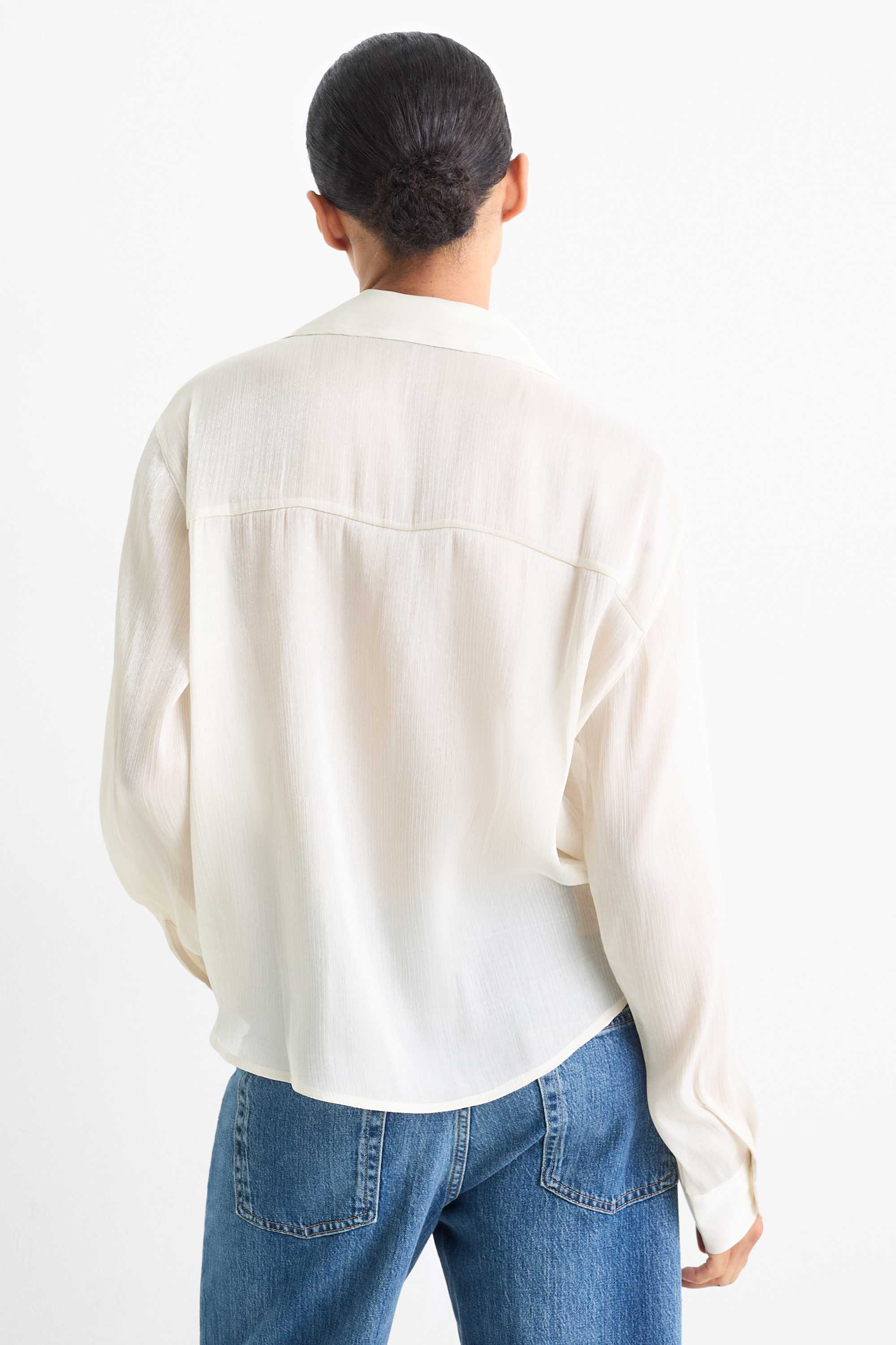 Blouse with knot detail - shiny cremewhite