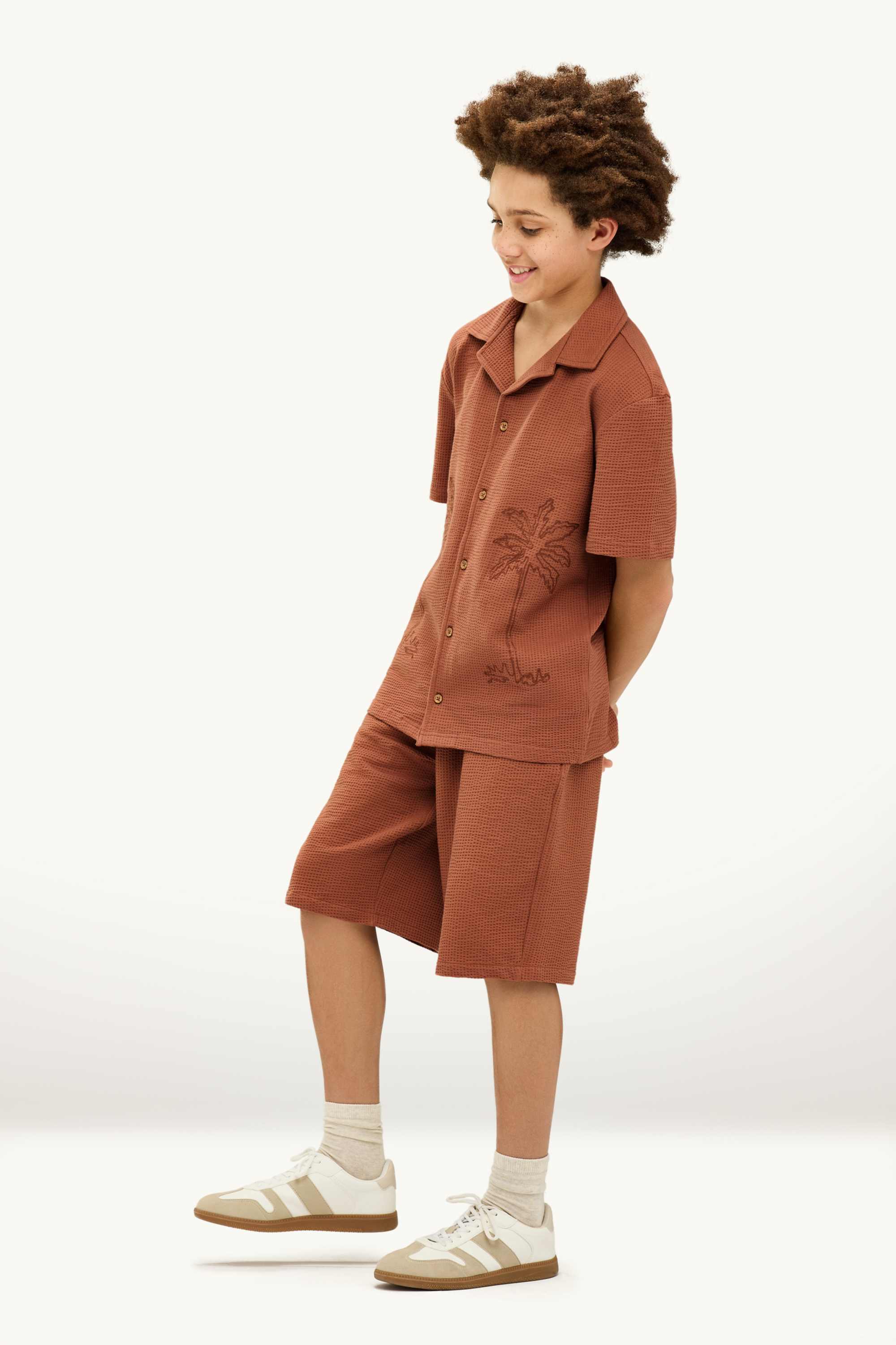 Sweat shorts - textured brown