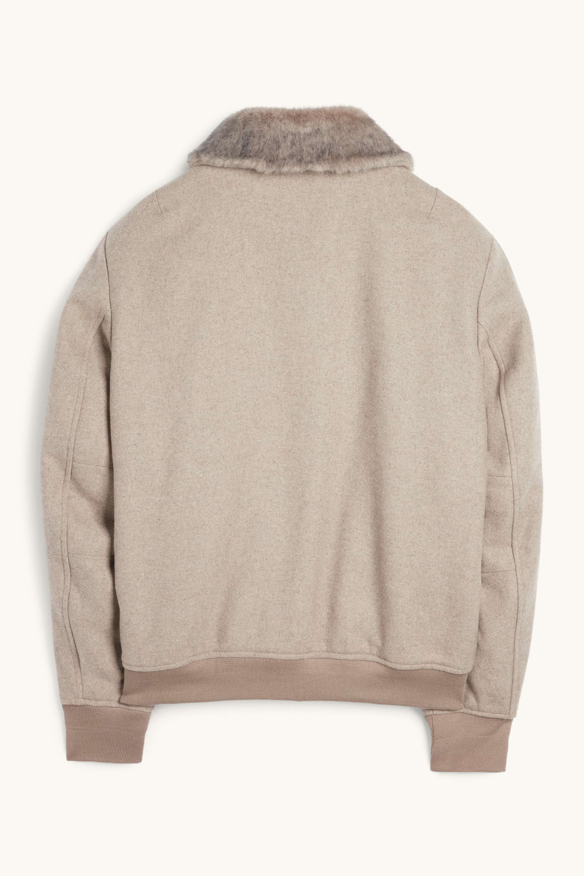 Jacket with faux fur trim beige