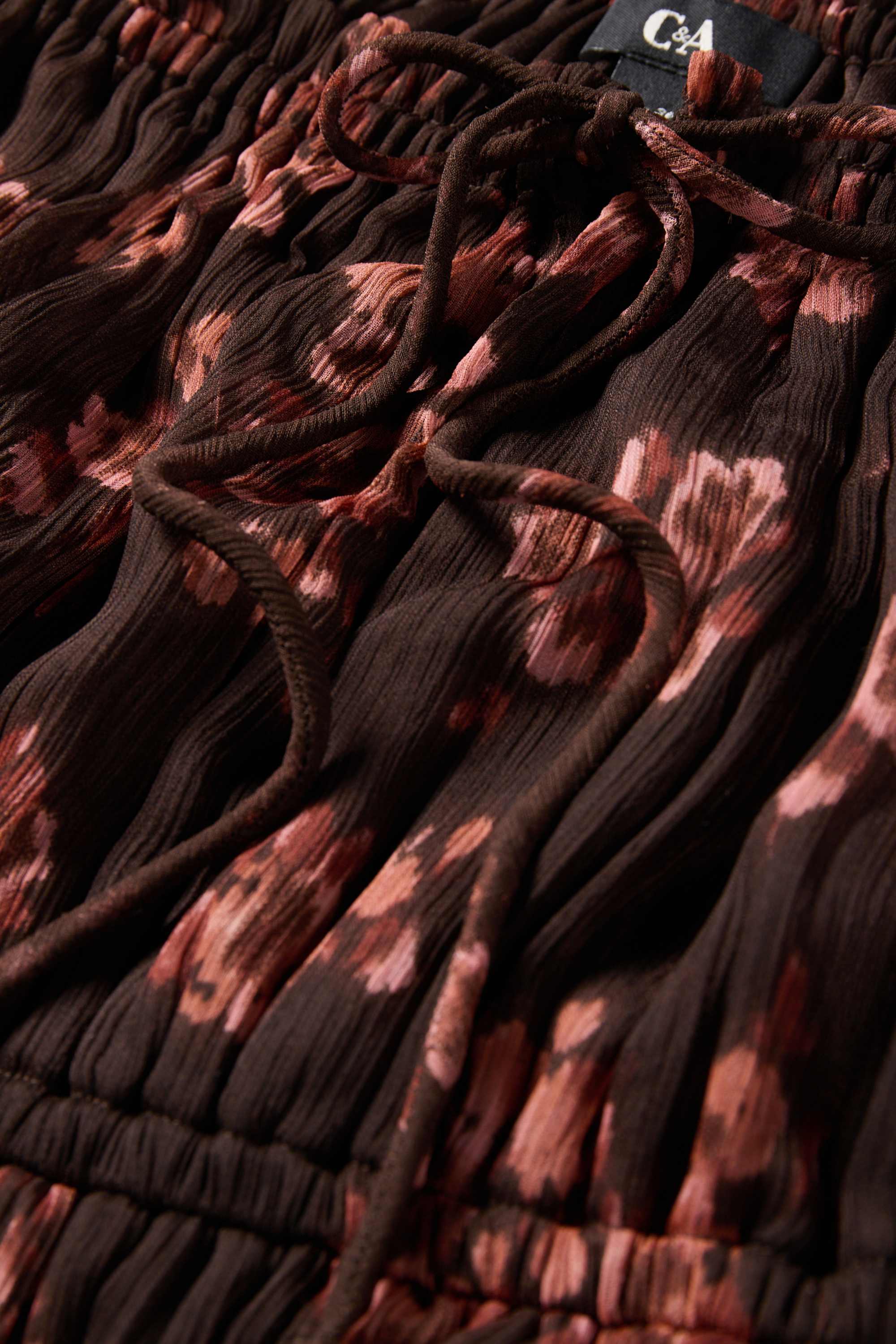 Empire dress - floral - textured dark brown