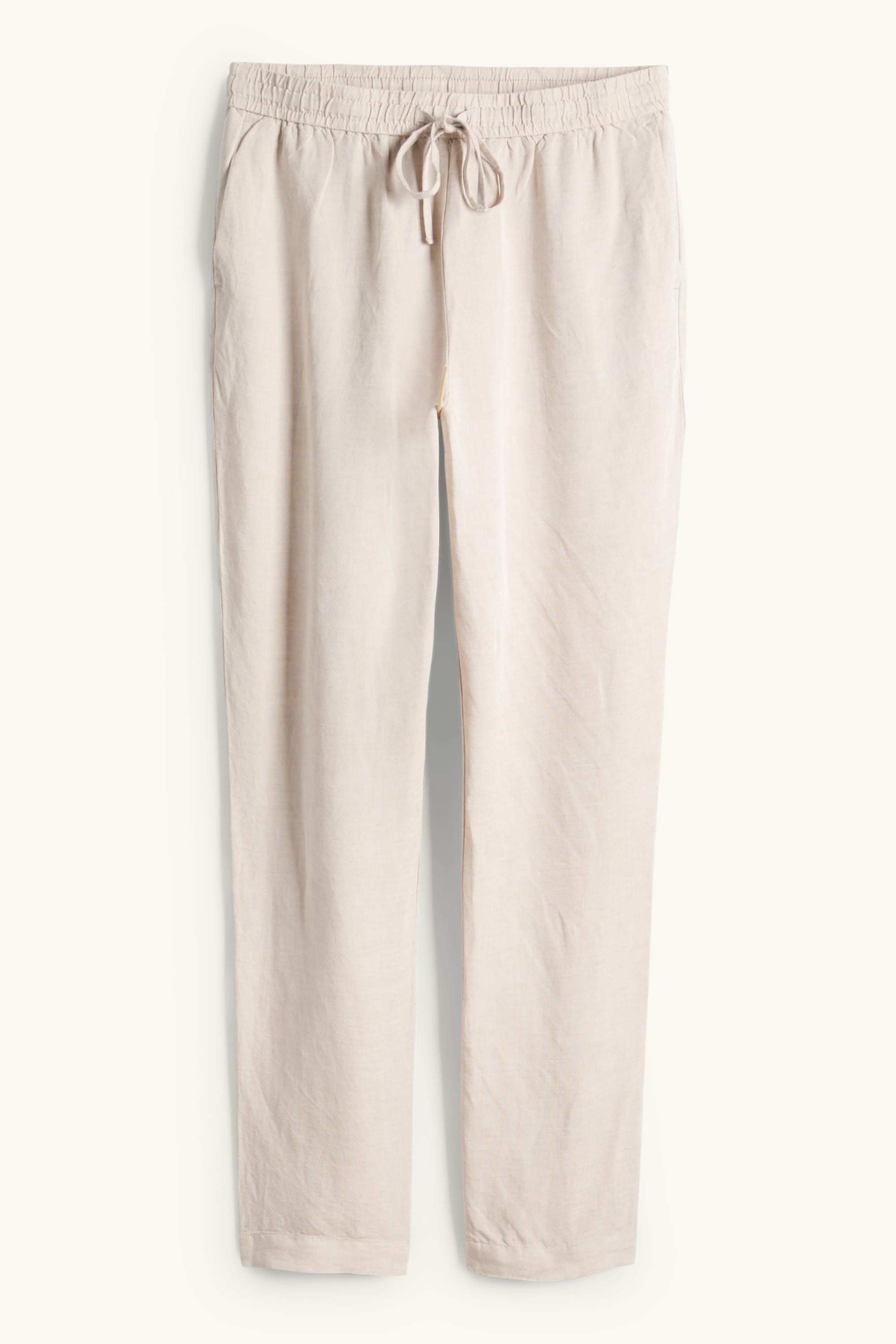Cloth trousers - mid-rise waist - tapered leg - linen blend beige