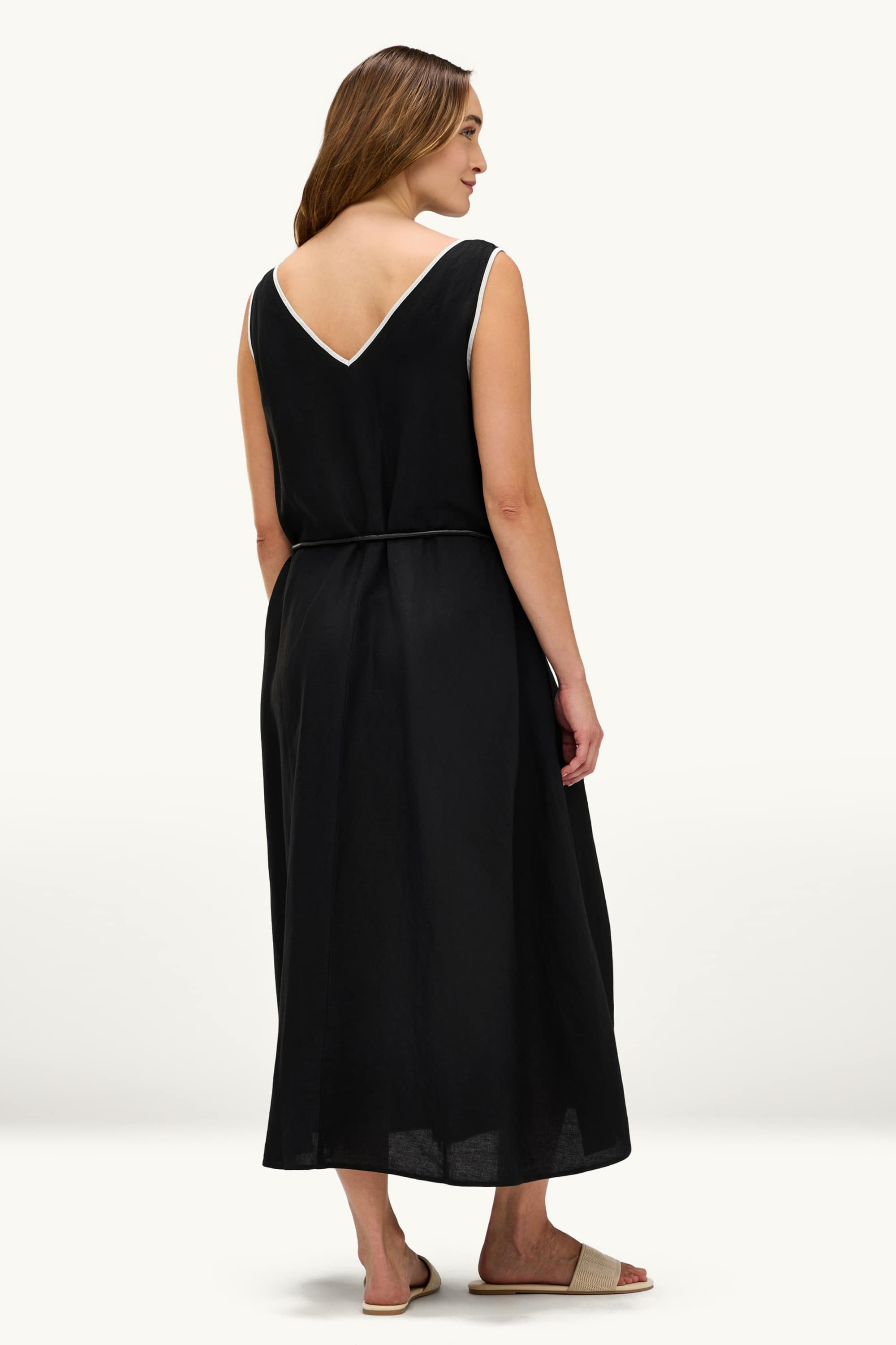 V-neck A-line dress black