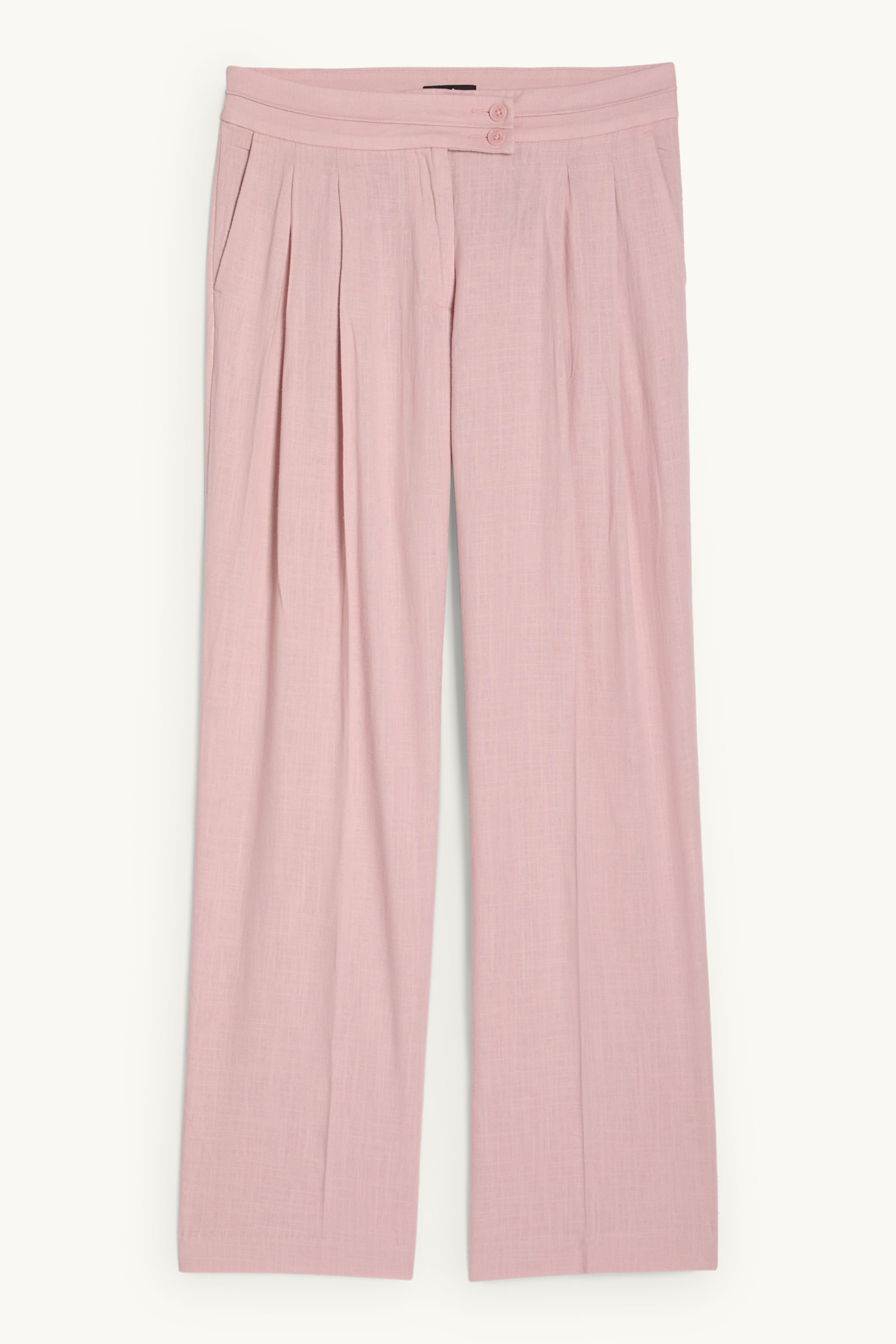 Cloth trousers with linen content - mid-rise waist - loose fit rose