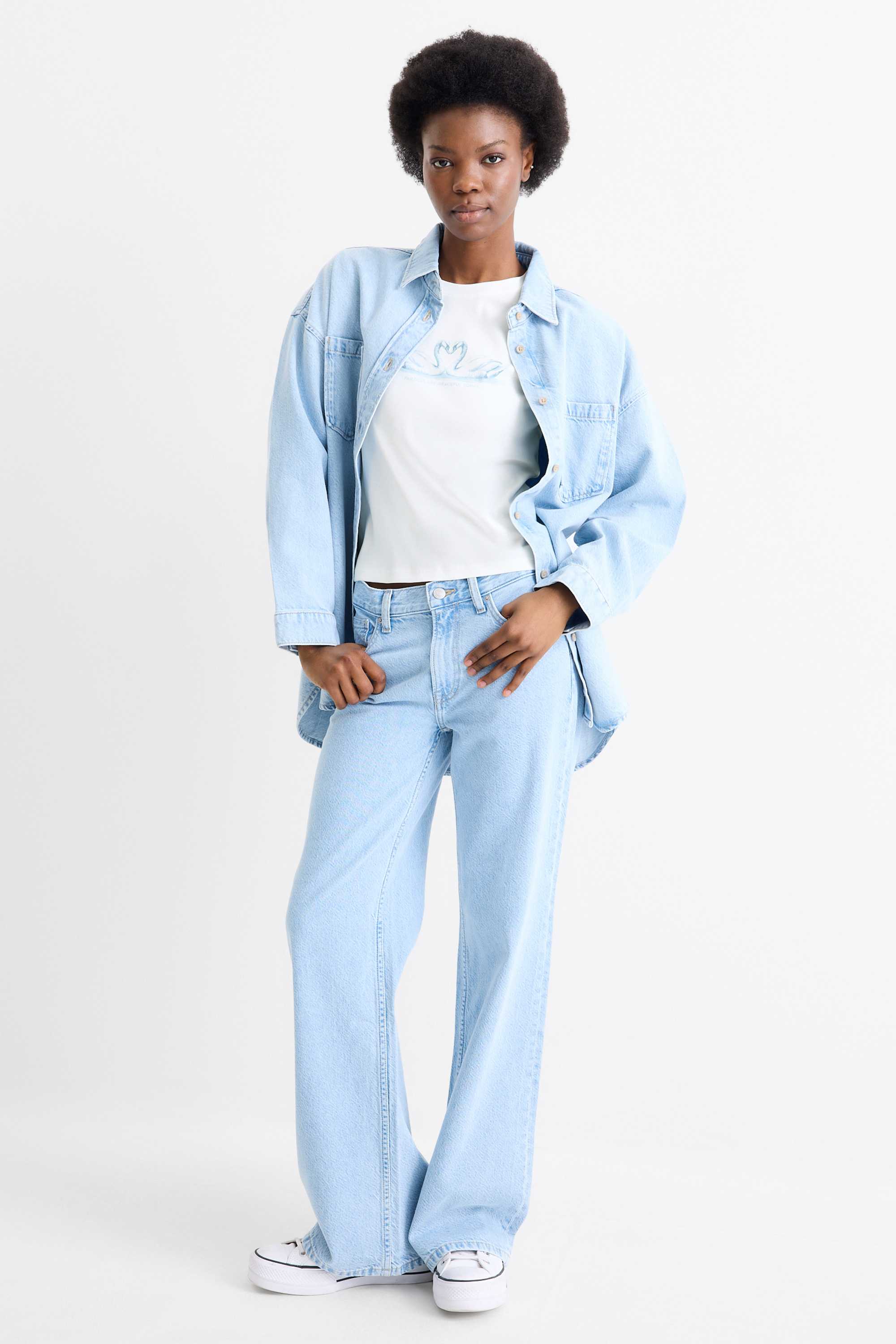 T-shirt - oversized - ribbed white