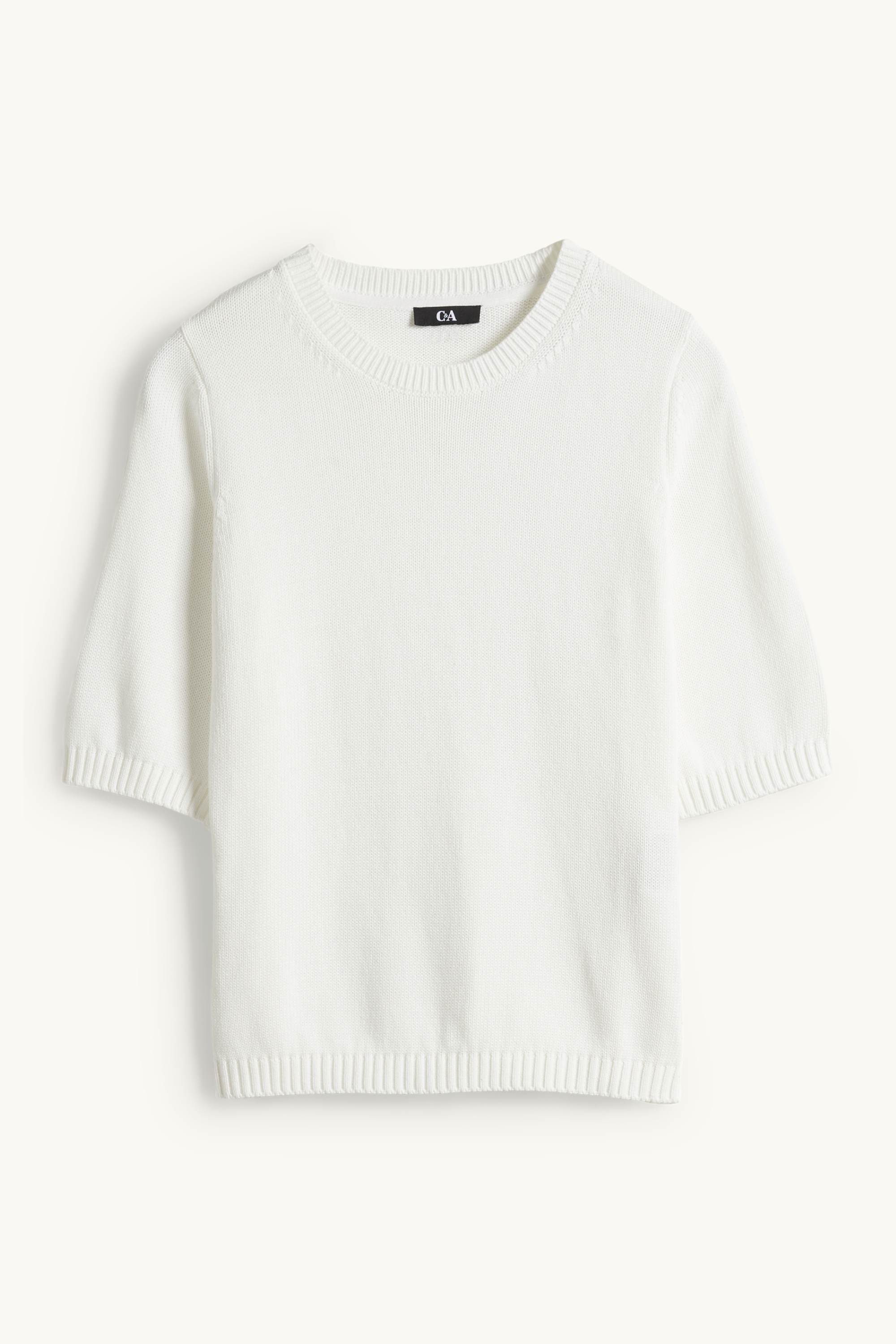 Knitted jumper - short sleeve white
