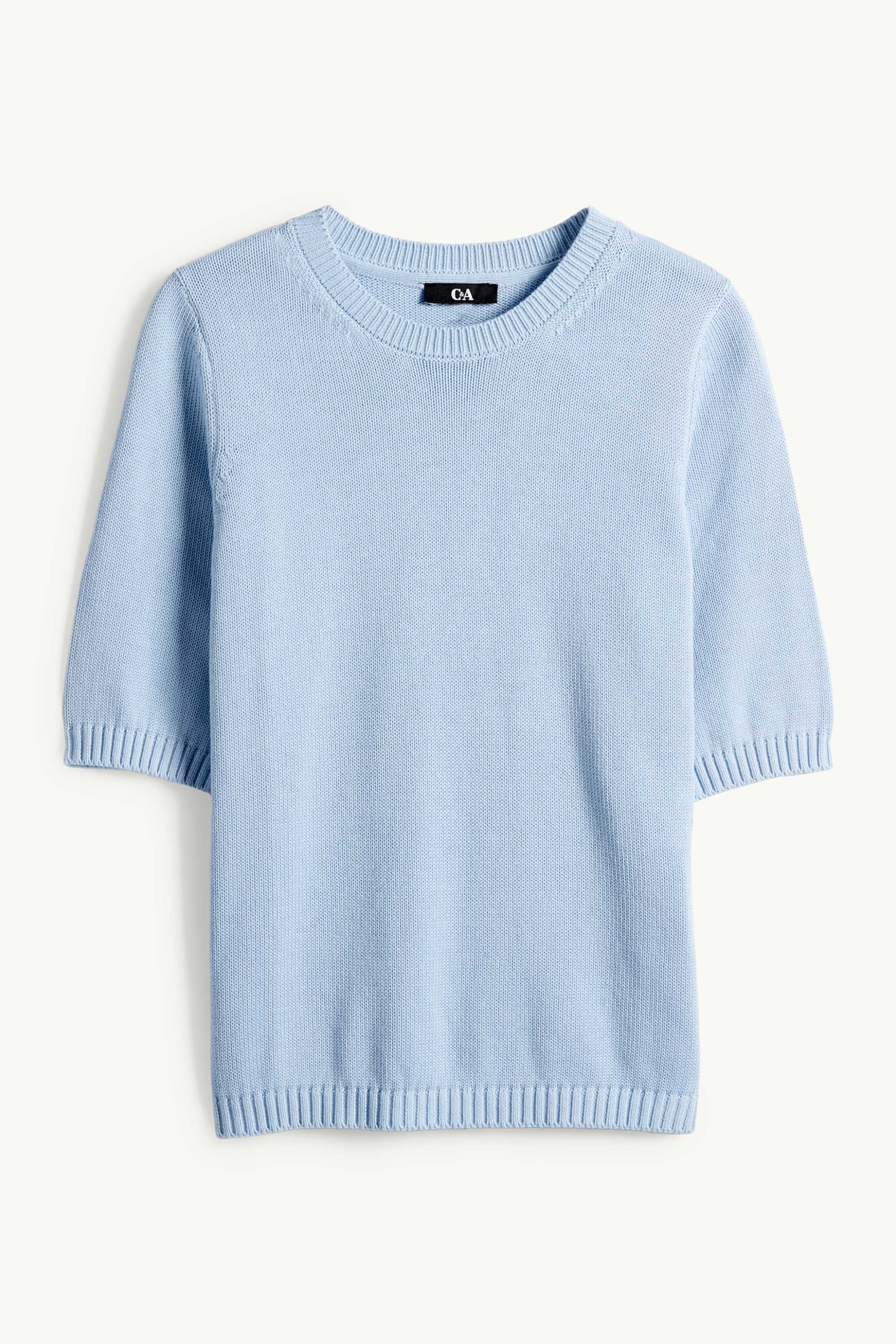 Knitted jumper - short sleeve light blue