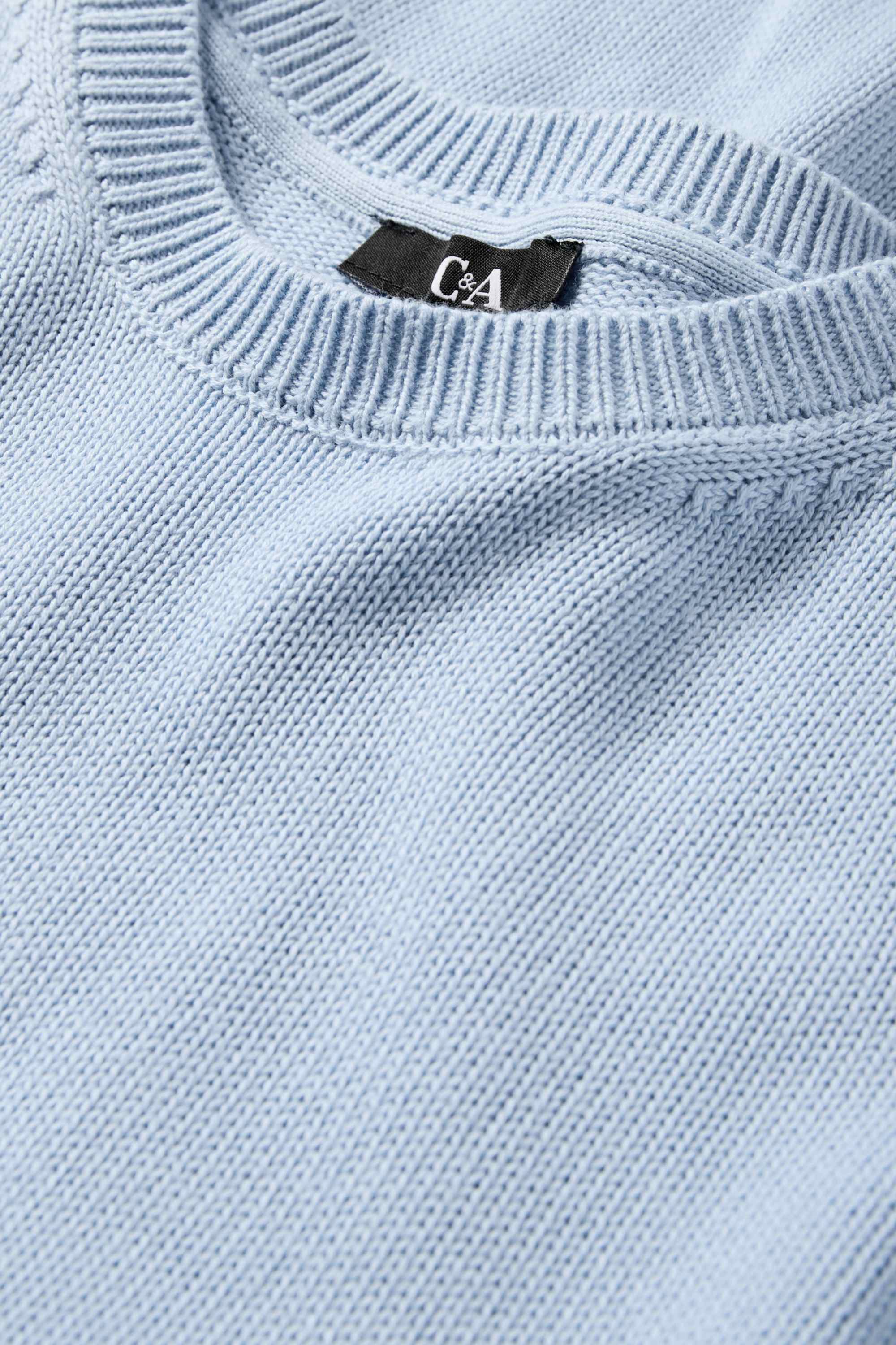 Knitted jumper - short sleeve light blue