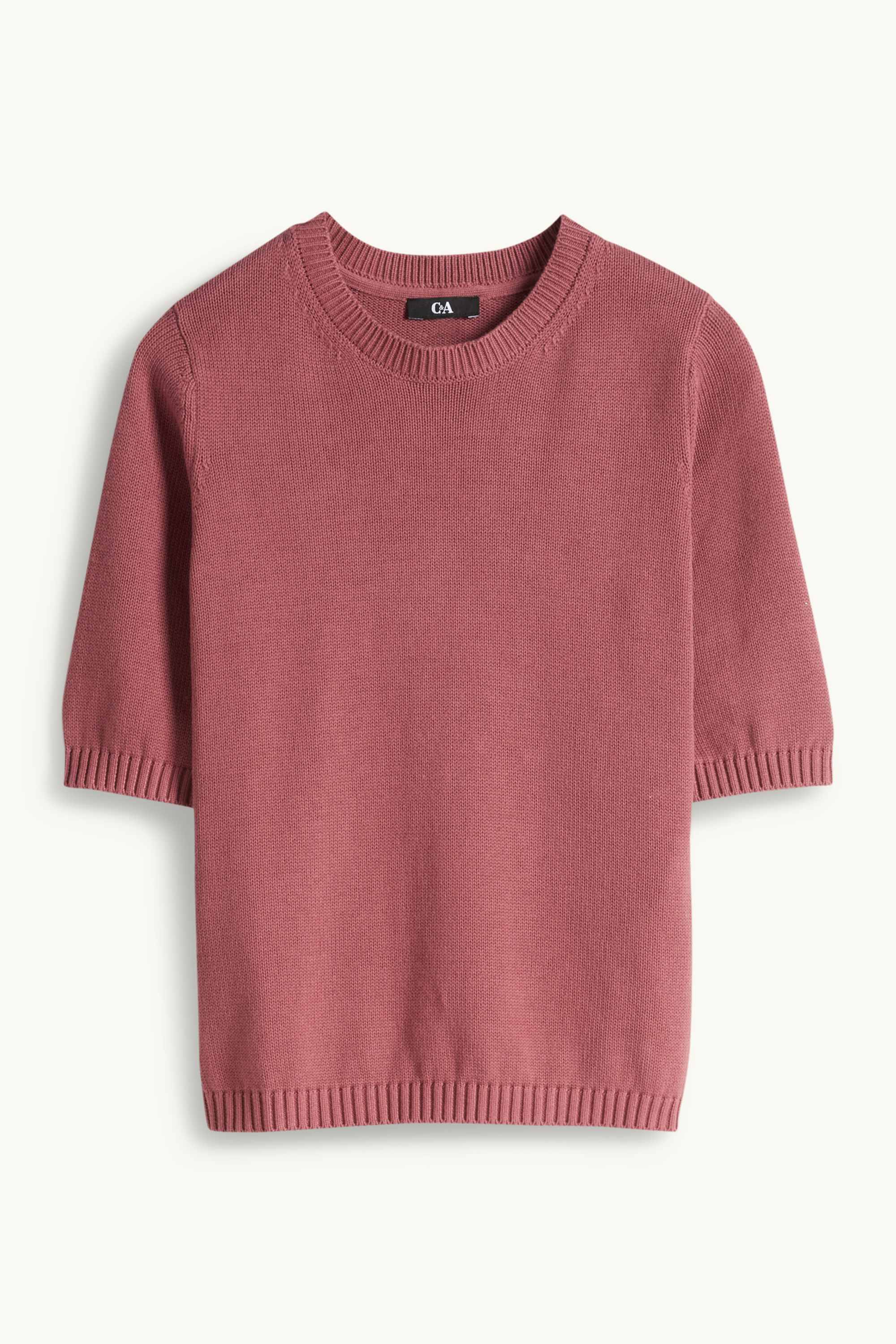 Knitted jumper - short sleeve bordeaux