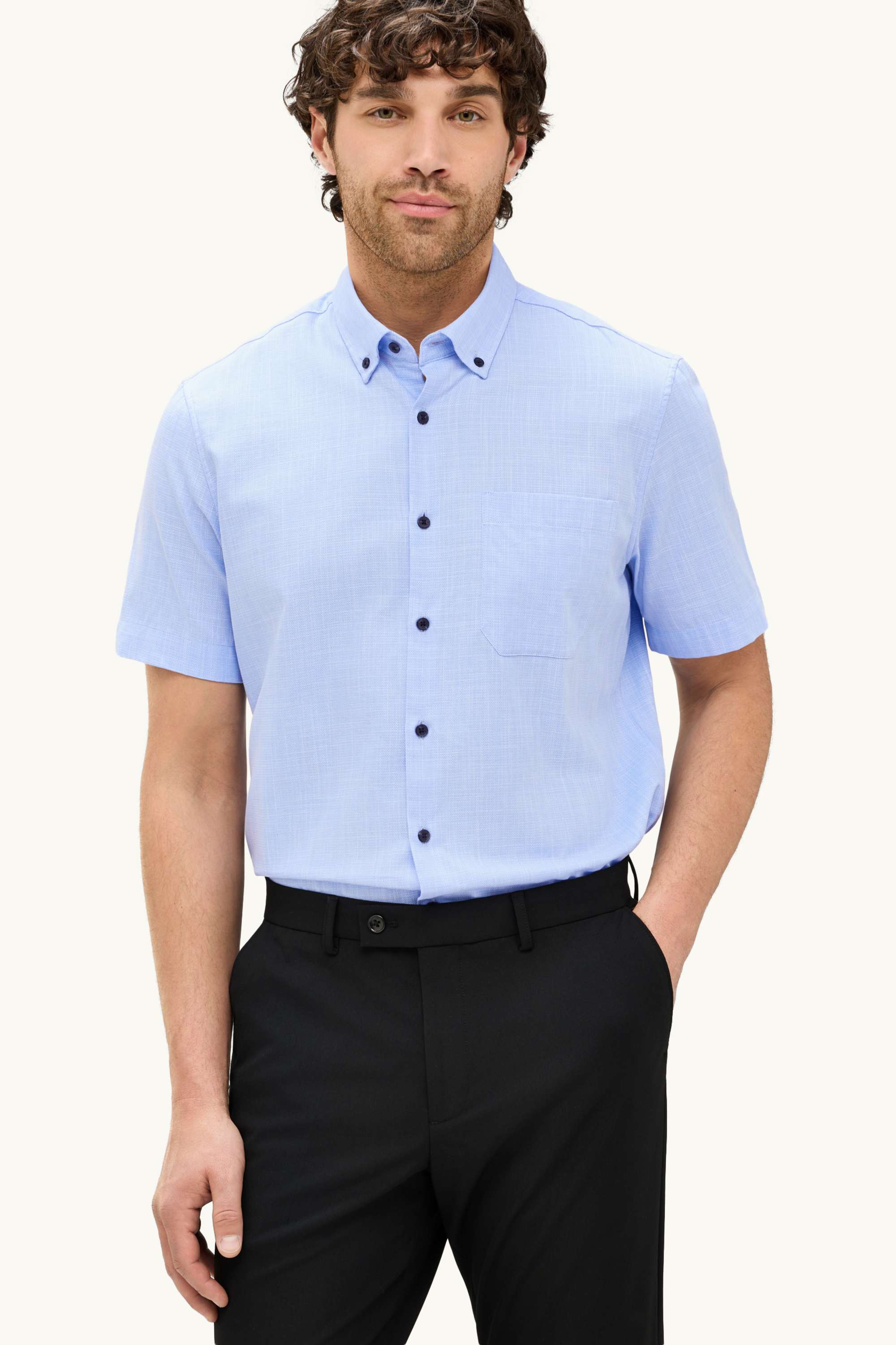 Business shirt - regular fit - button-down collar blue