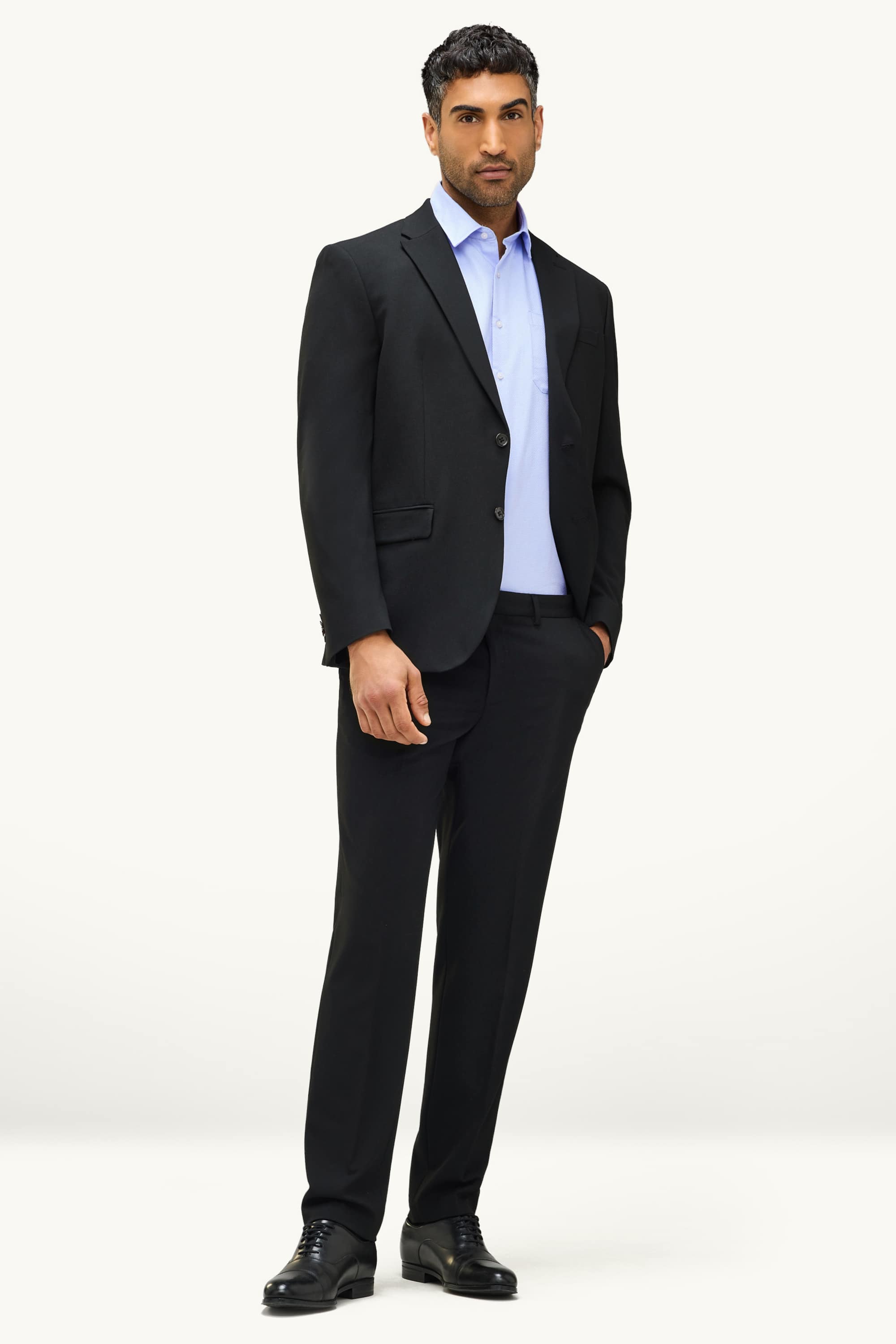 Business shirt - regular fit - kent collar - textured light blue