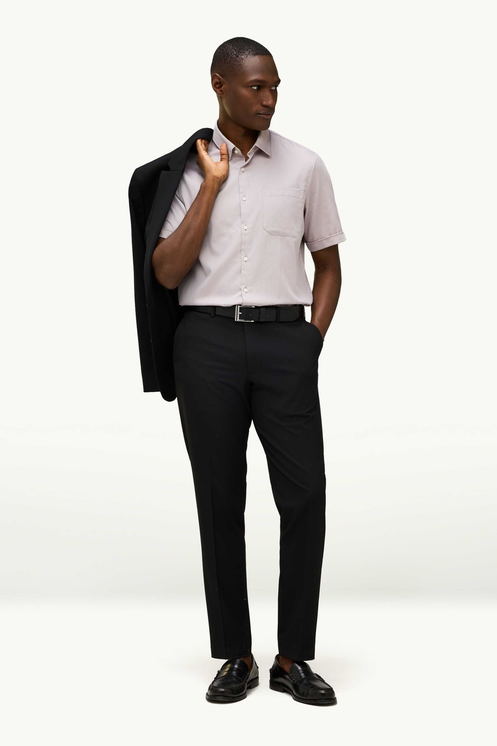 Business shirt - regular fit - kent collar - textured gray