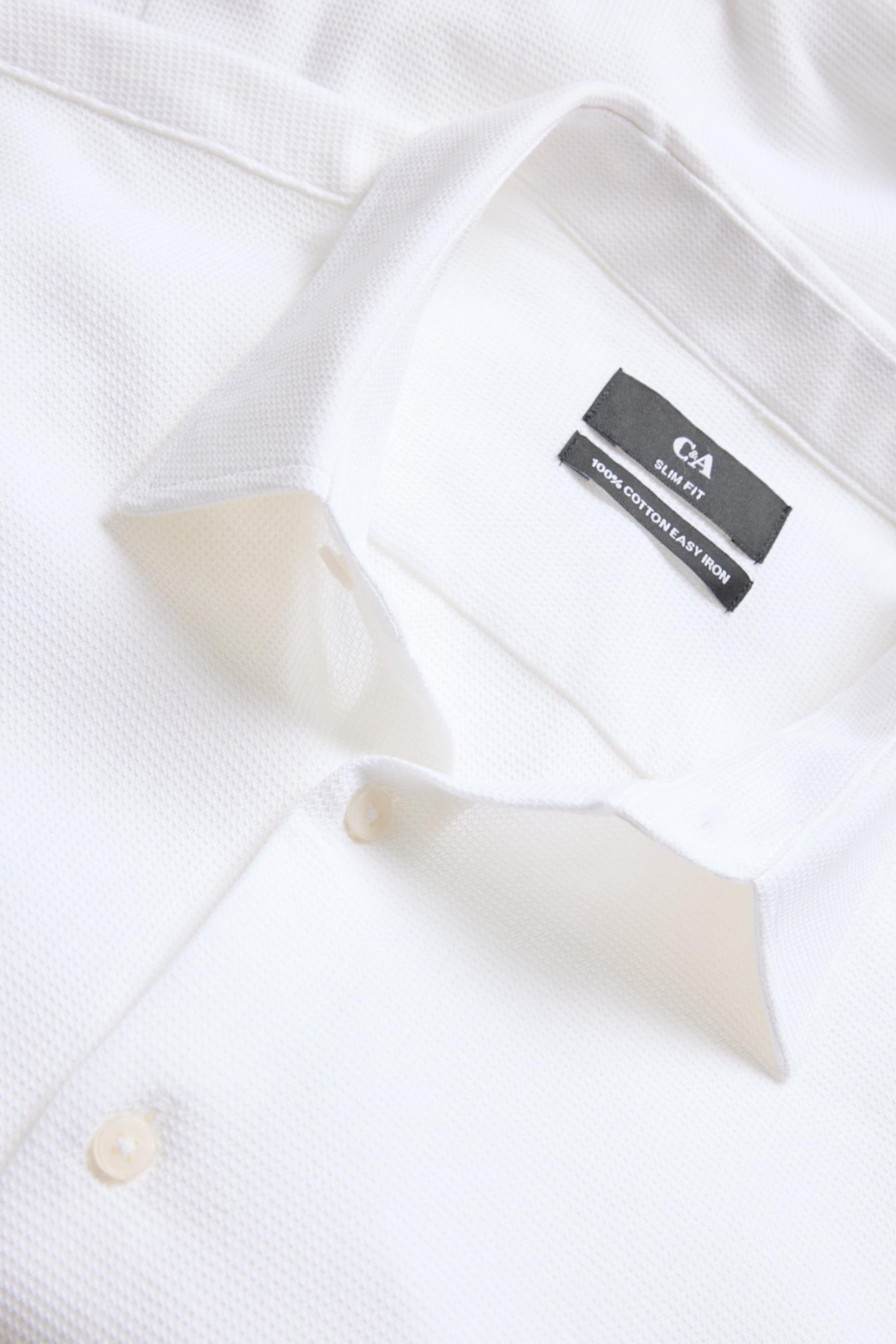 Business shirt - slim fit - kent collar - easy-iron - textured white