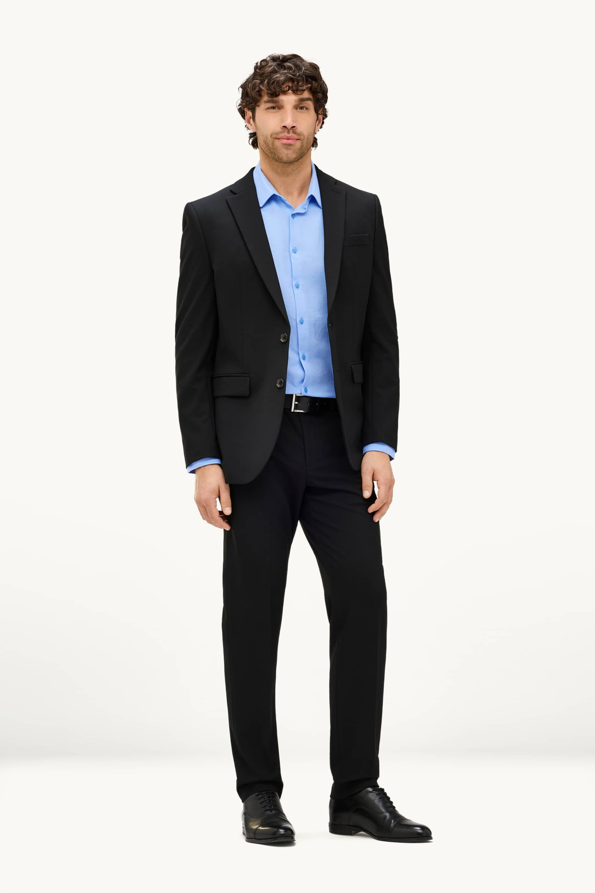 Business shirt - slim fit - kent collar - easy-iron - textured light blue