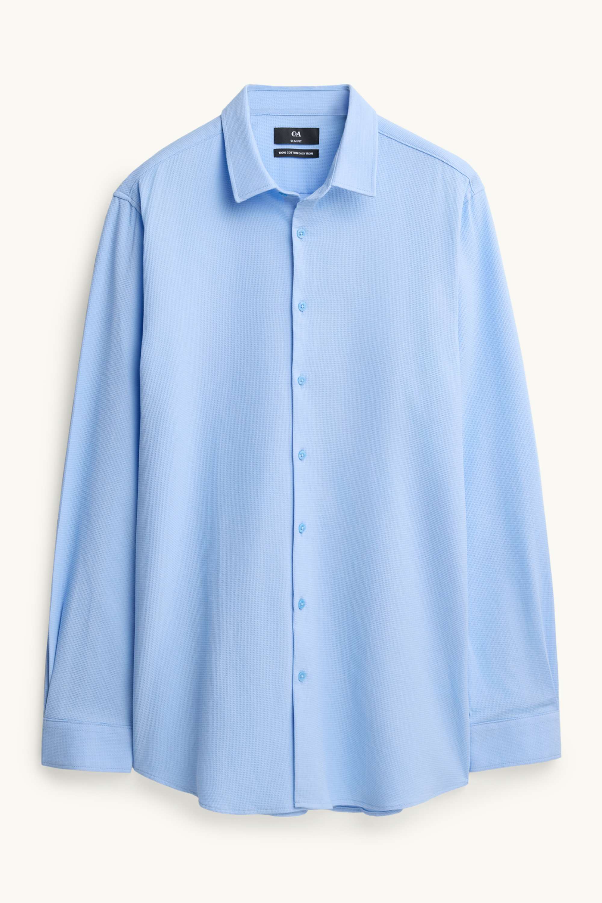 Business shirt - slim fit - kent collar - easy-iron - textured light blue