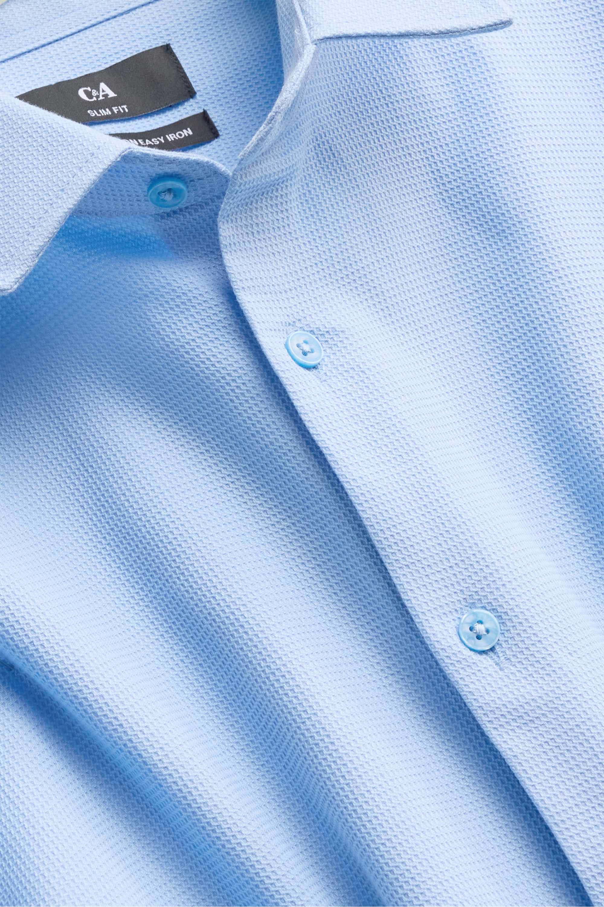 Business shirt - slim fit - kent collar - easy-iron - textured light blue