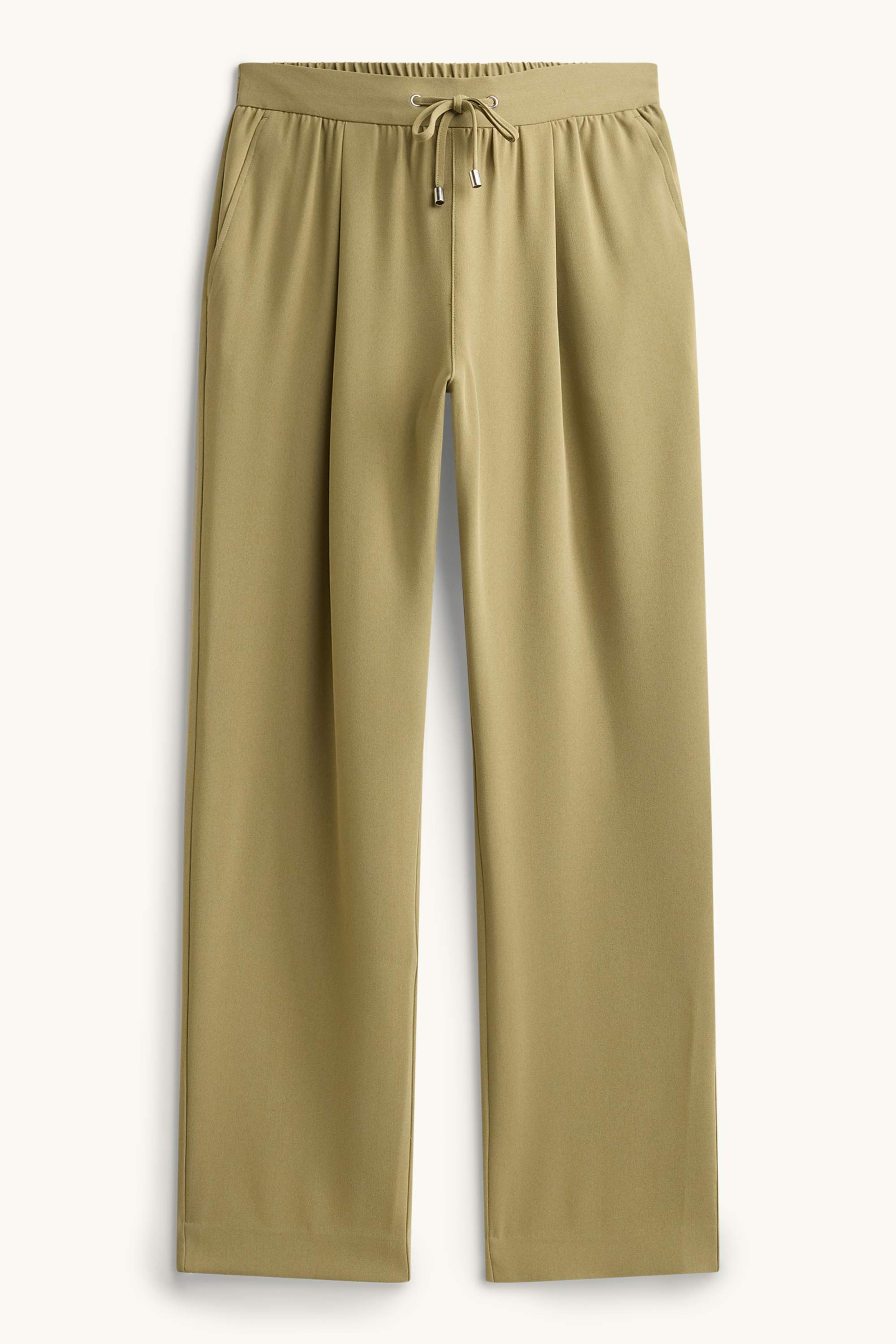 Cloth trousers - mid-rise waist - tapered leg green