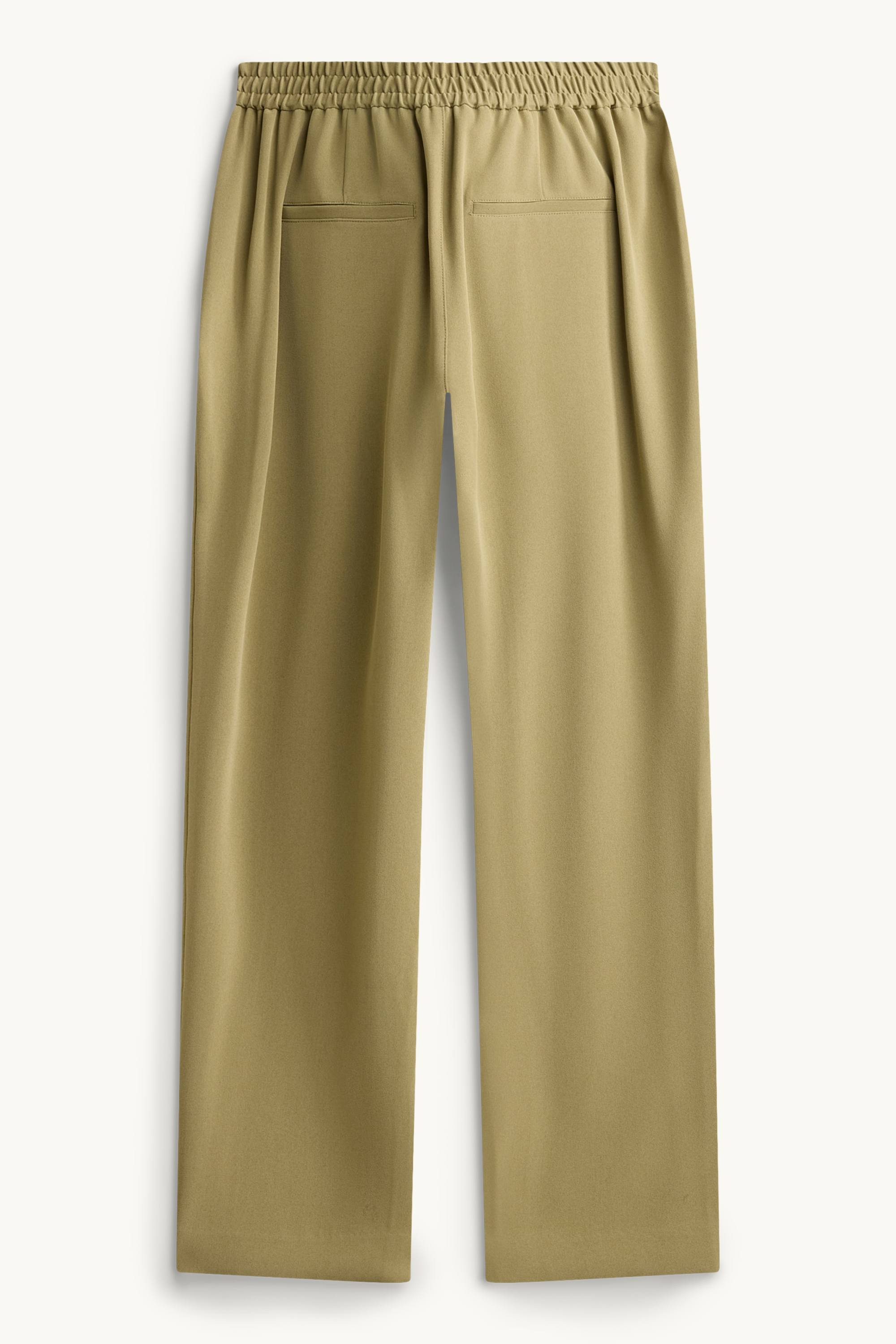 Cloth trousers - mid-rise waist - tapered leg green