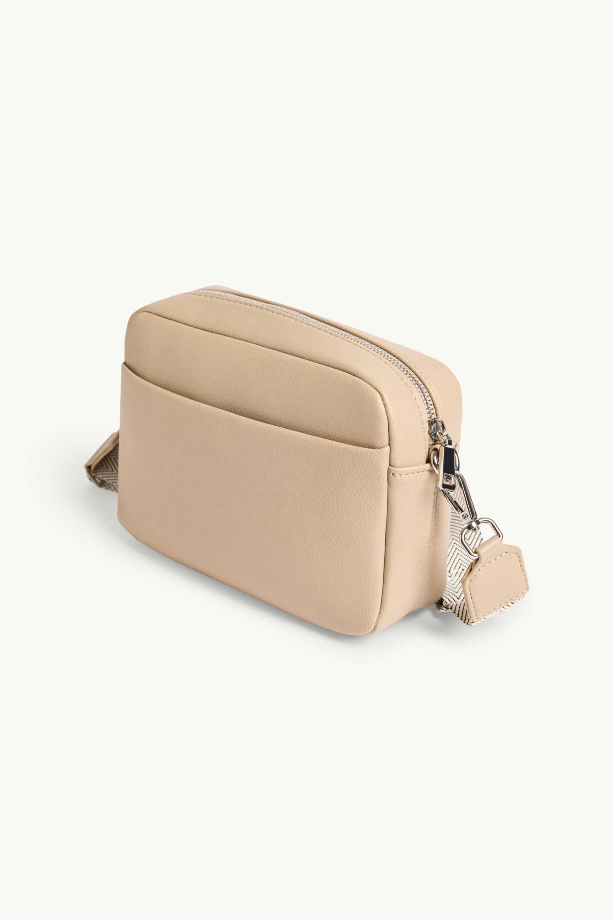 Crossbody bag with detachable bag strap - faux leather beige