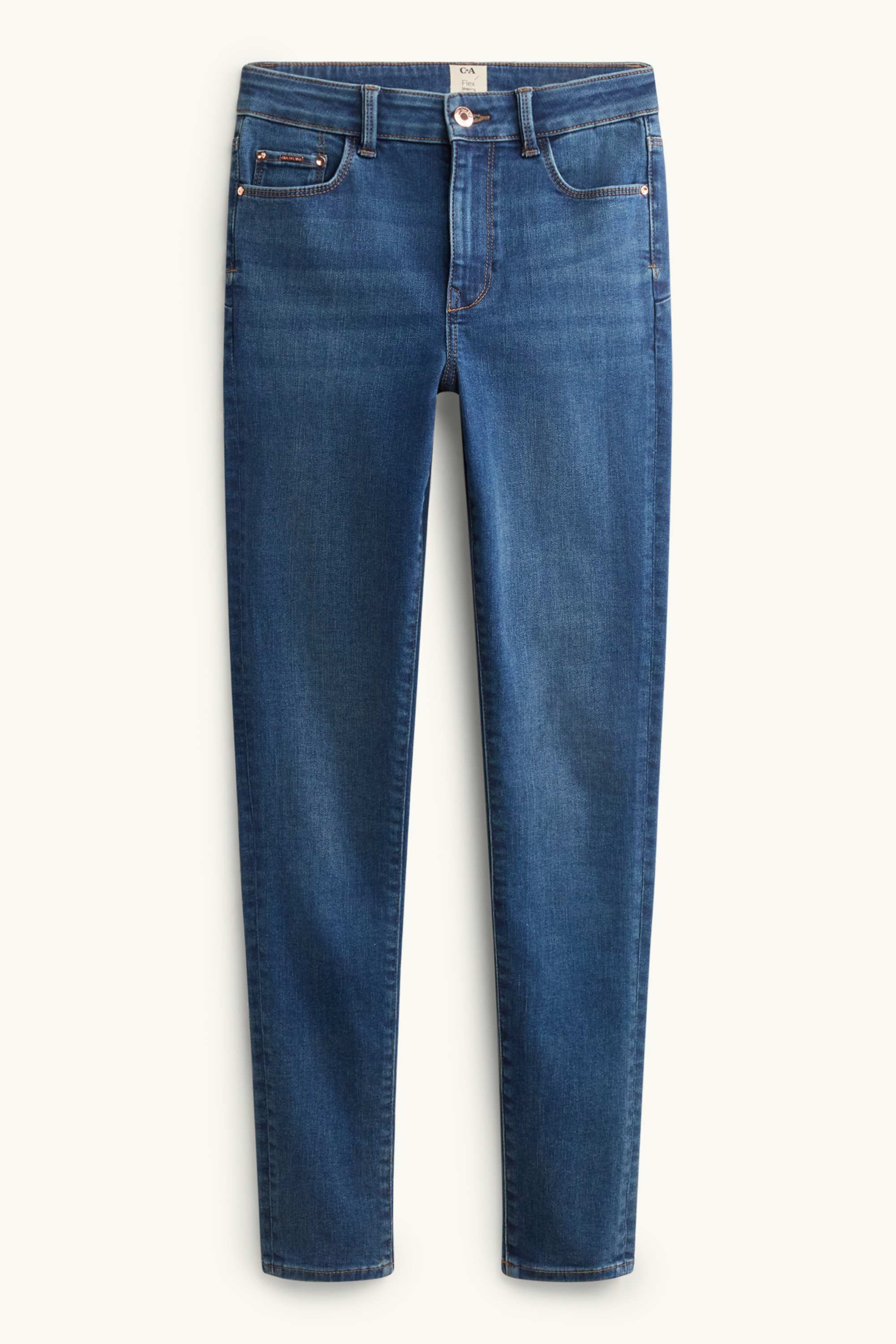 Skinny jeans - mid-rise waist - shaping jeans - LYCRA® blue denim