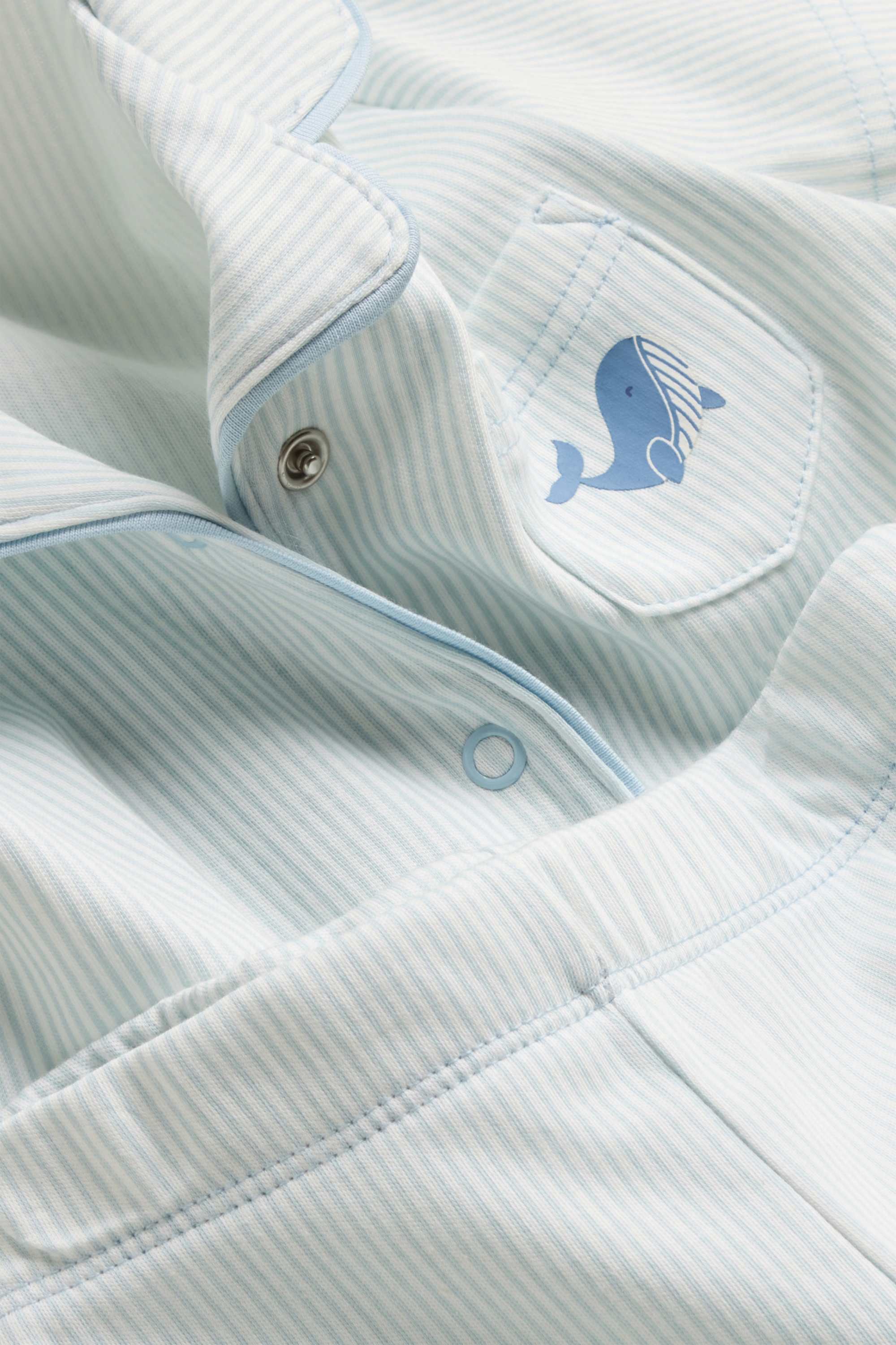 Whale - baby pyjamas - 2 piece - striped light blue