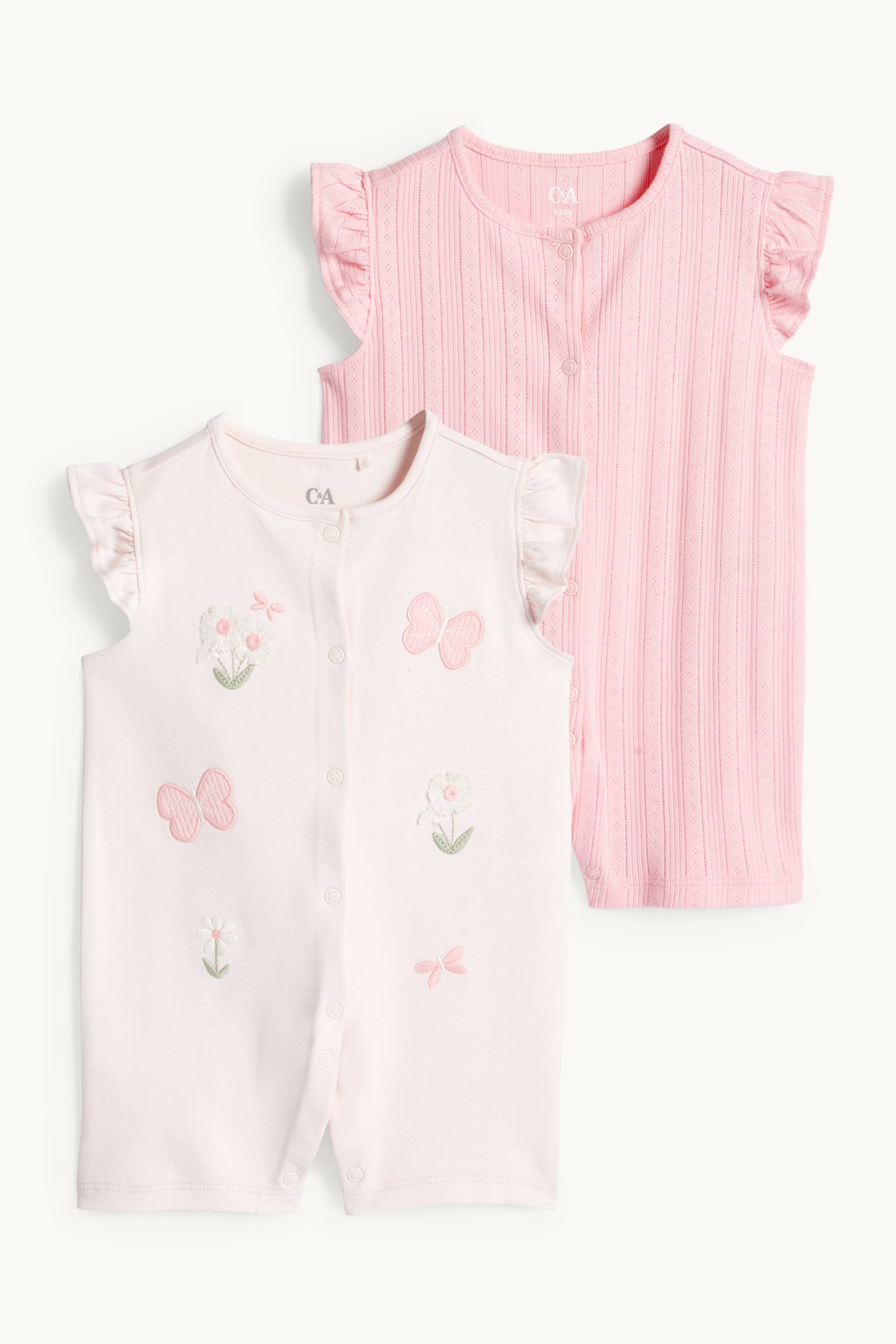 Multipack of 2 - butterfly - baby sleepsuit rose
